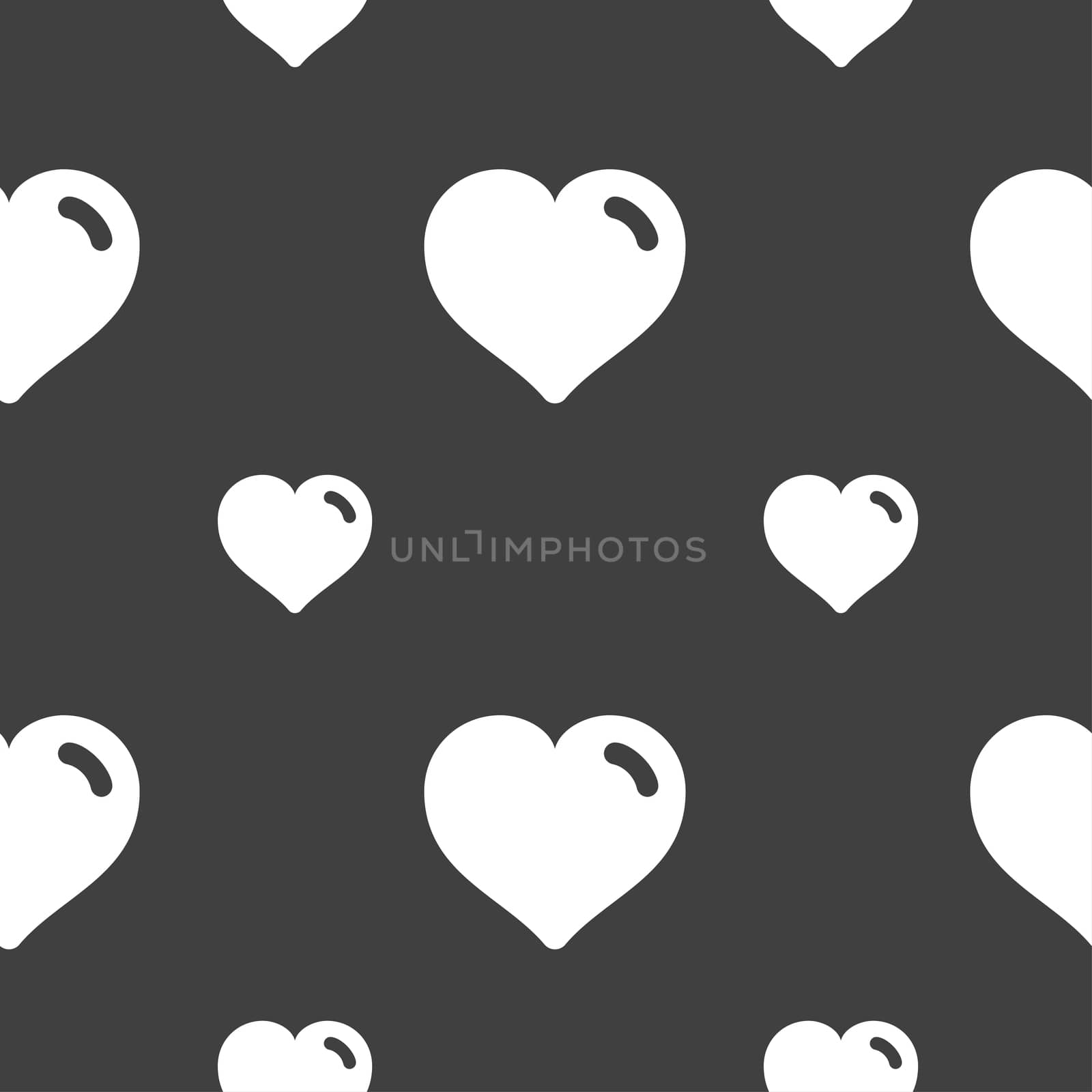 Heart, Love icon sign. Seamless pattern on a gray background. illustration