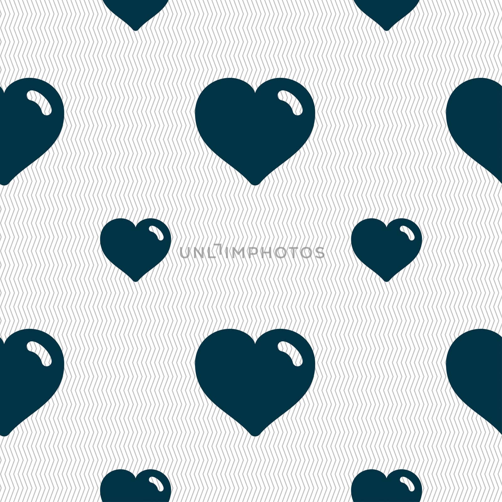 Heart, Love icon sign. Seamless pattern with geometric texture. illustration