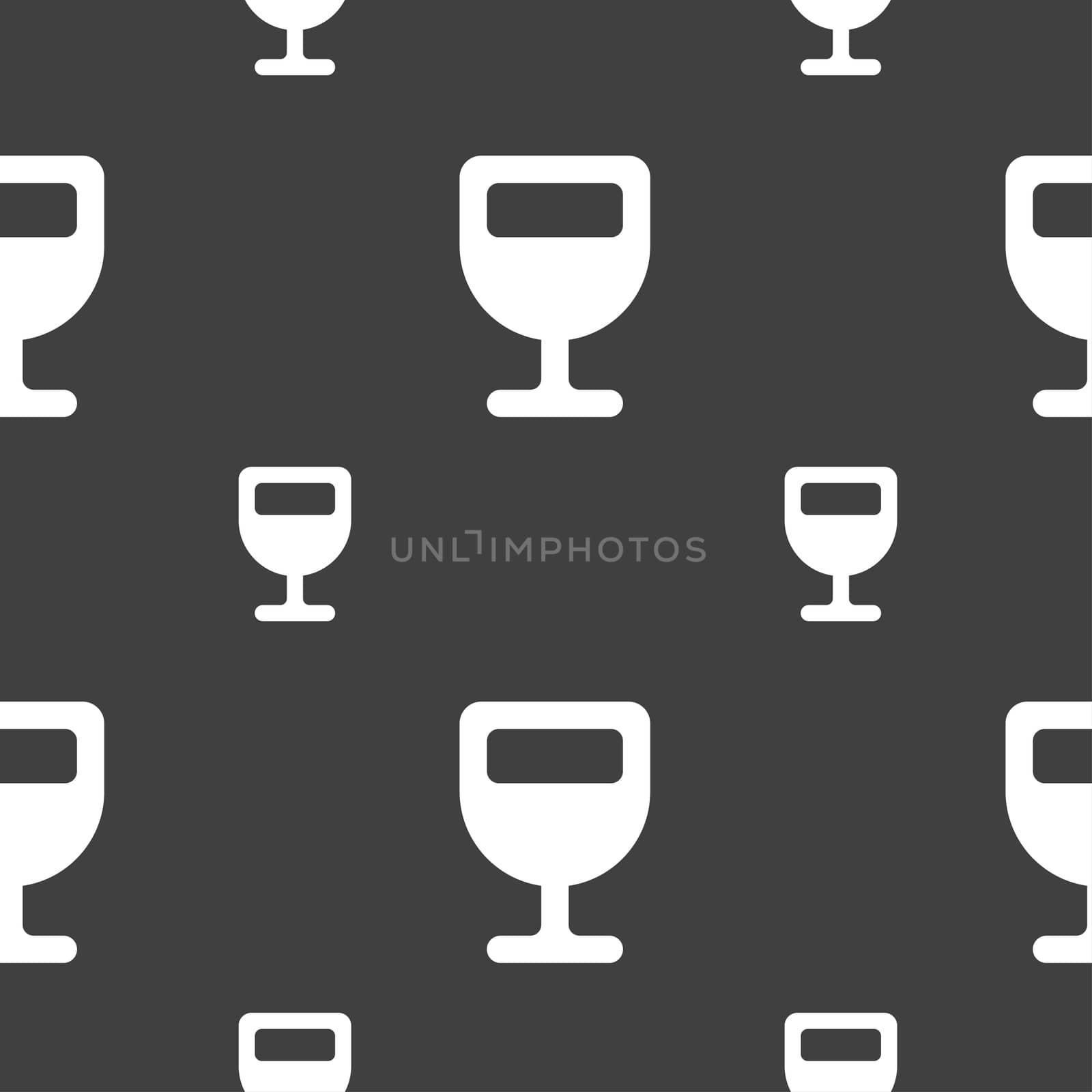 Wine glass, Alcohol drink icon sign. Seamless pattern on a gray background. illustration