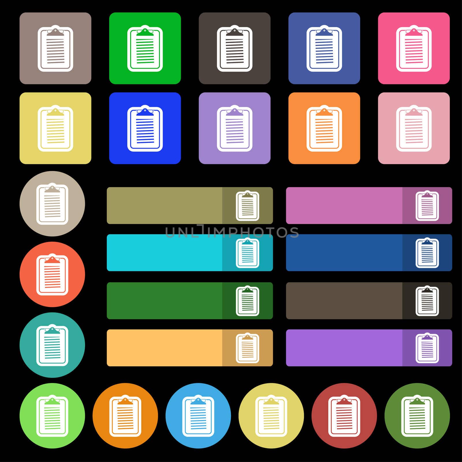 Text file icon sign. Set from twenty seven multicolored flat buttons.  by serhii_lohvyniuk