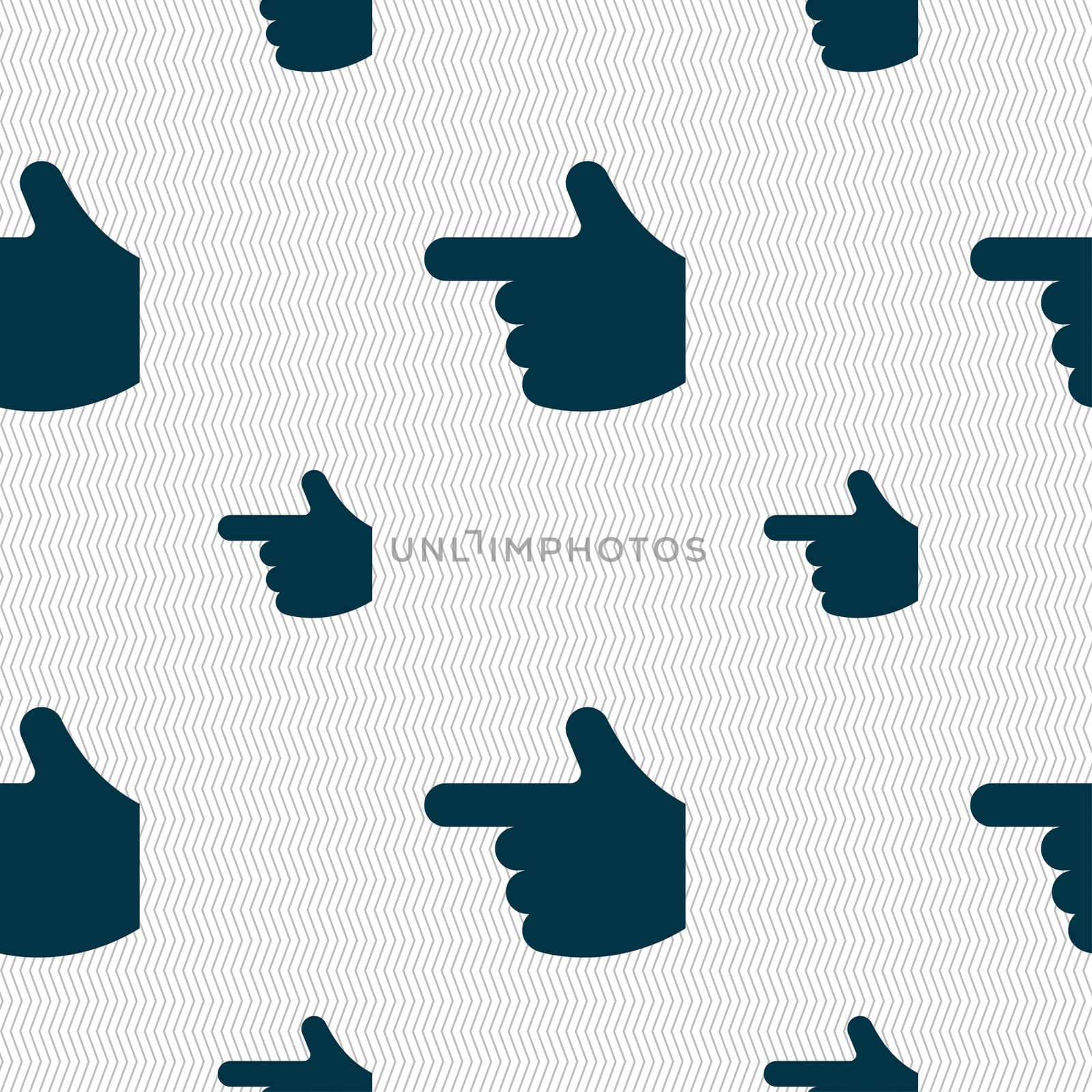 pointing hand icon sign. Seamless pattern with geometric texture. illustration