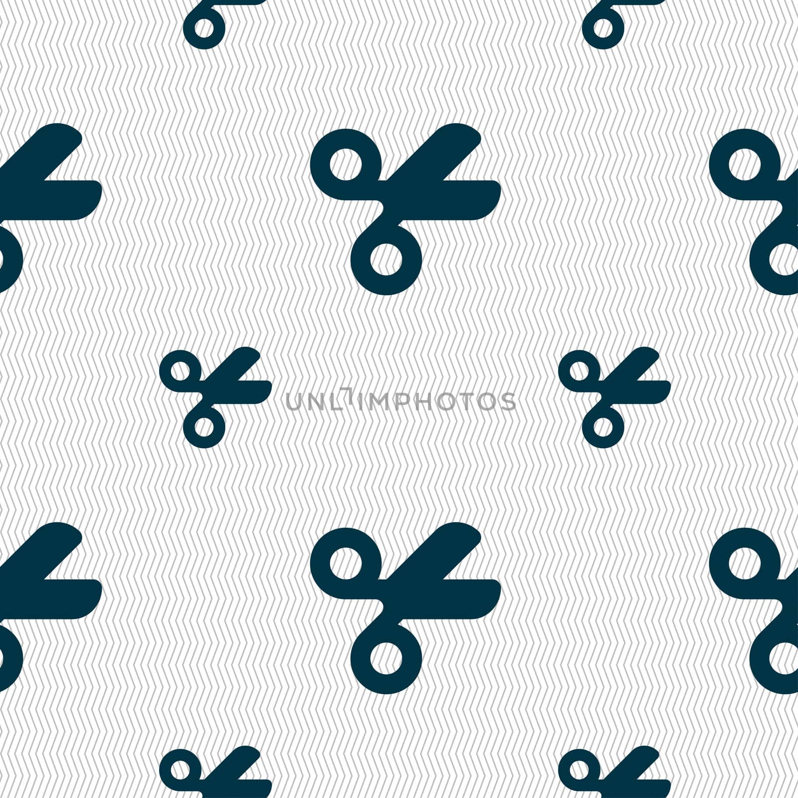 Scissors hairdresser, Tailor icon sign. Seamless pattern with geometric texture. illustration