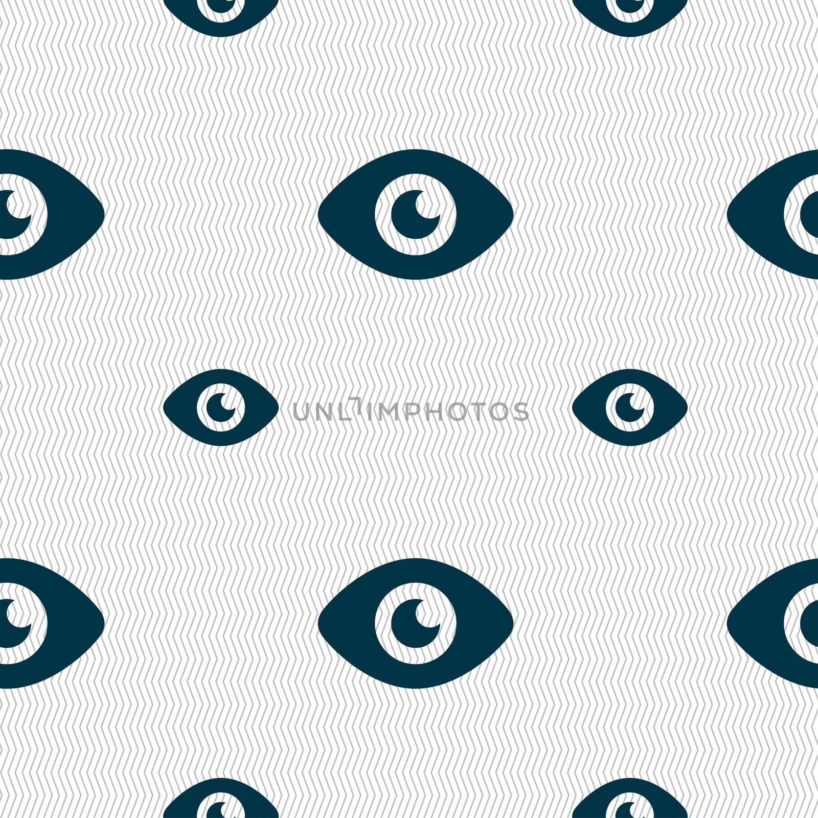 Eye, Publish content icon sign. Seamless pattern with geometric texture. illustration
