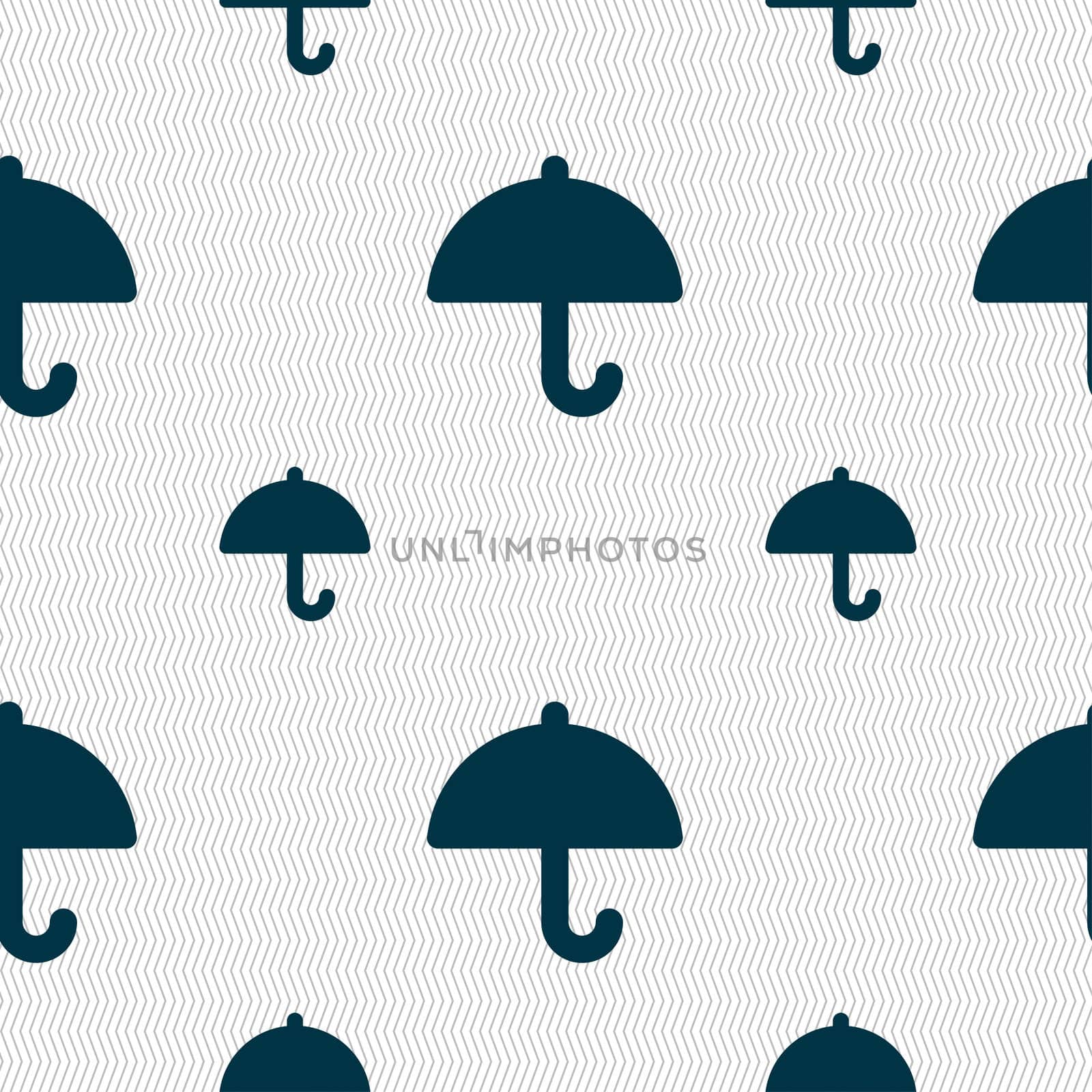 Umbrella icon sign. Seamless pattern with geometric texture.  by serhii_lohvyniuk