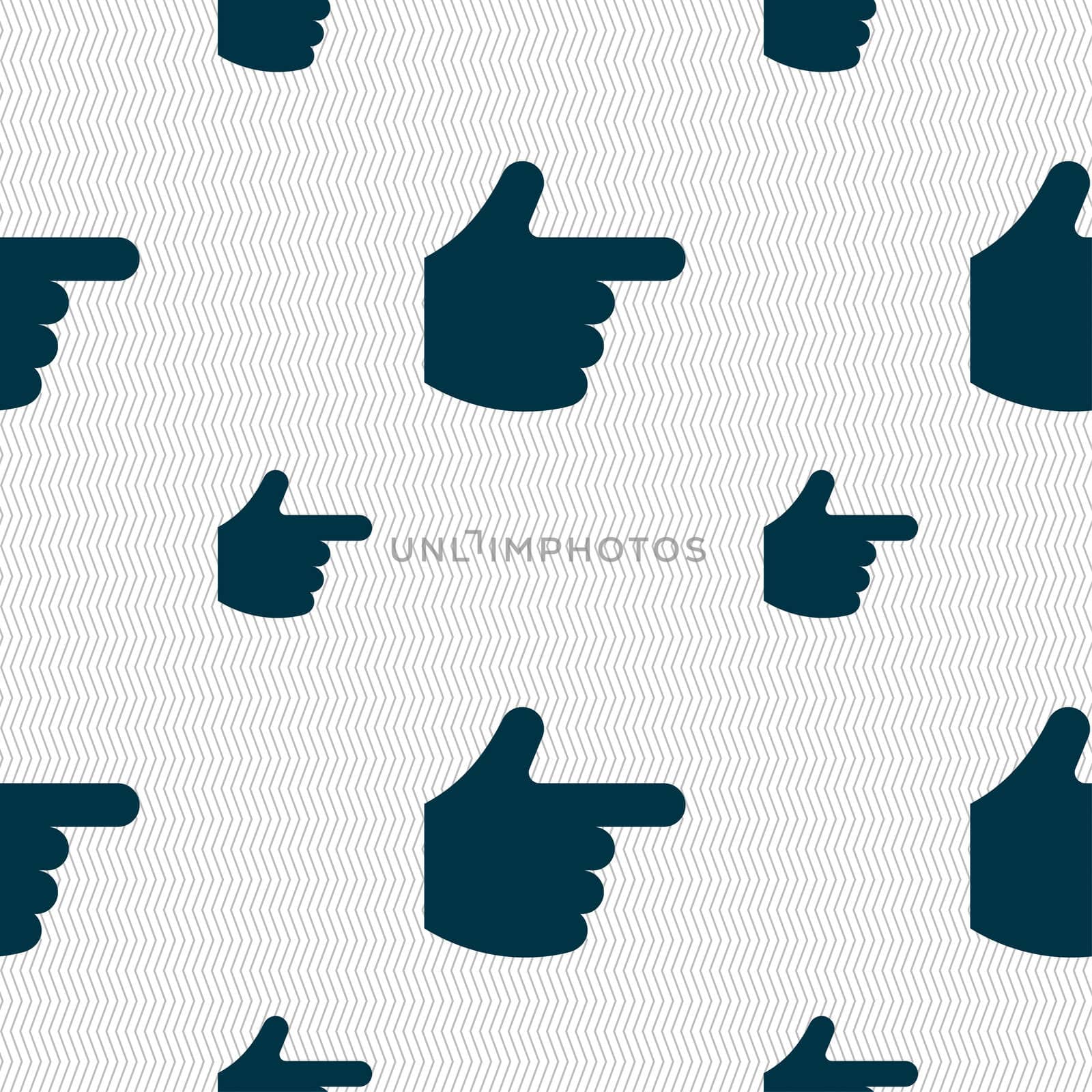 pointing hand icon sign. Seamless pattern with geometric texture. illustration