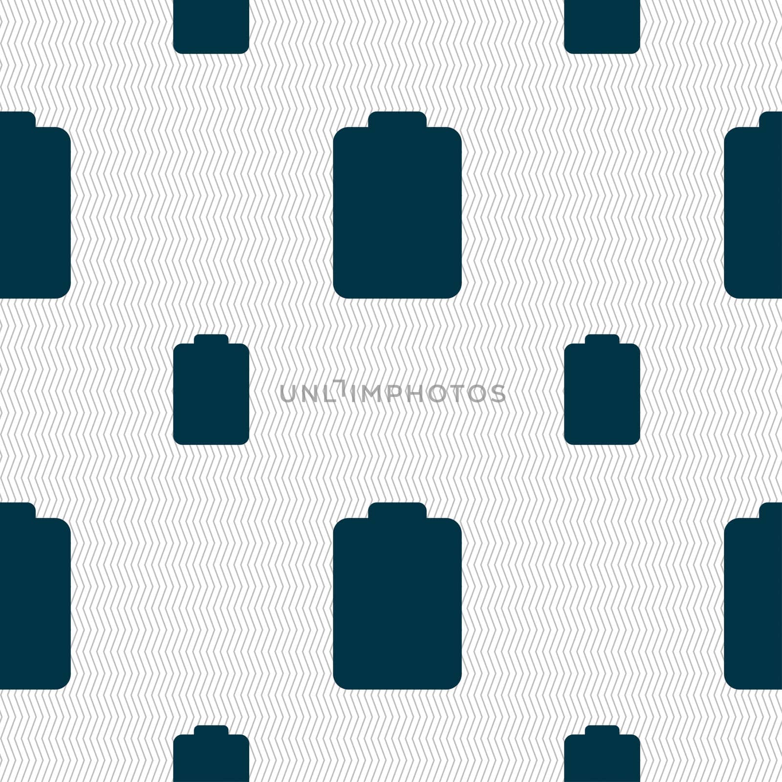 Battery empty, Low electricity icon sign. Seamless pattern with geometric texture. illustration