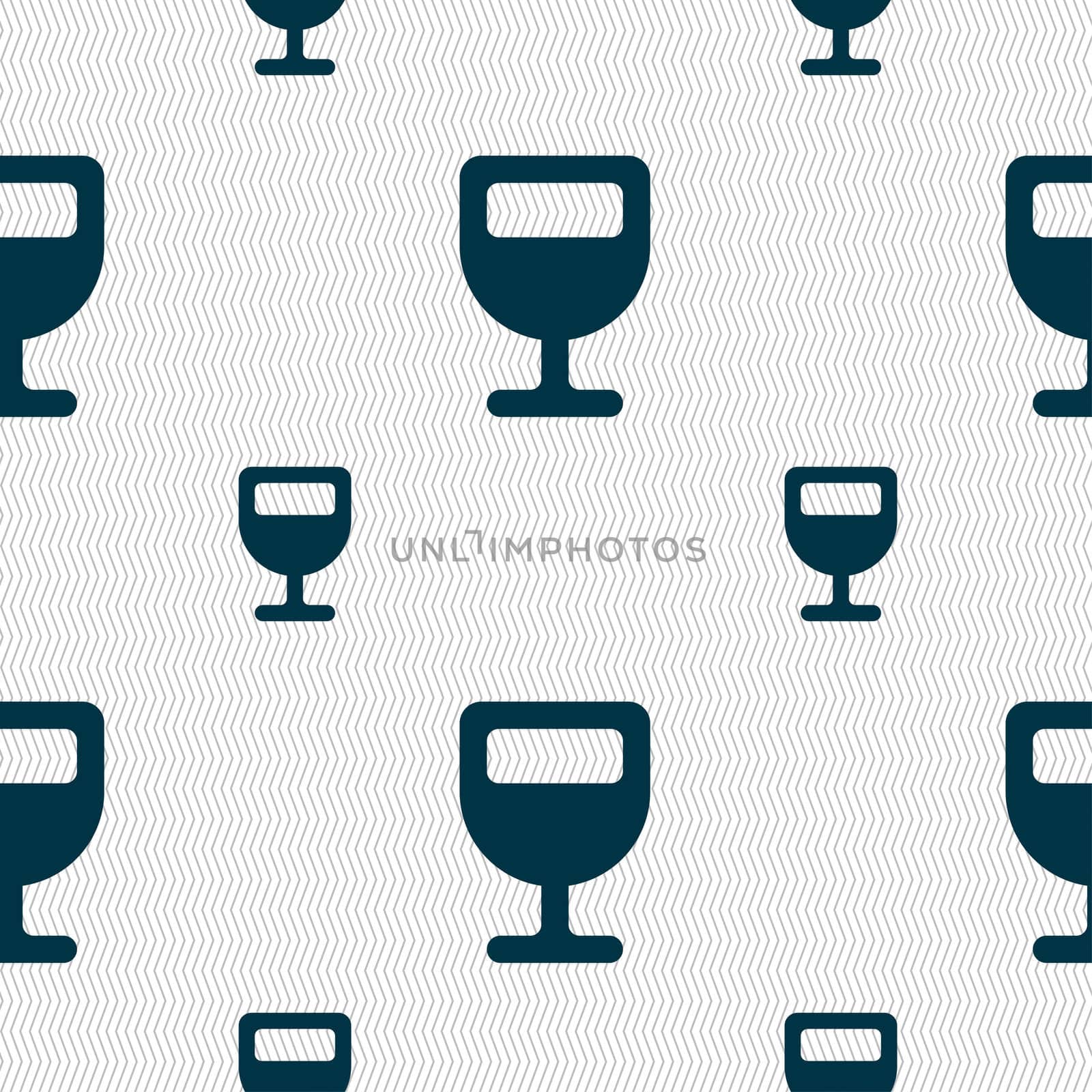 Wine glass, Alcohol drink icon sign. Seamless pattern with geometric texture. illustration