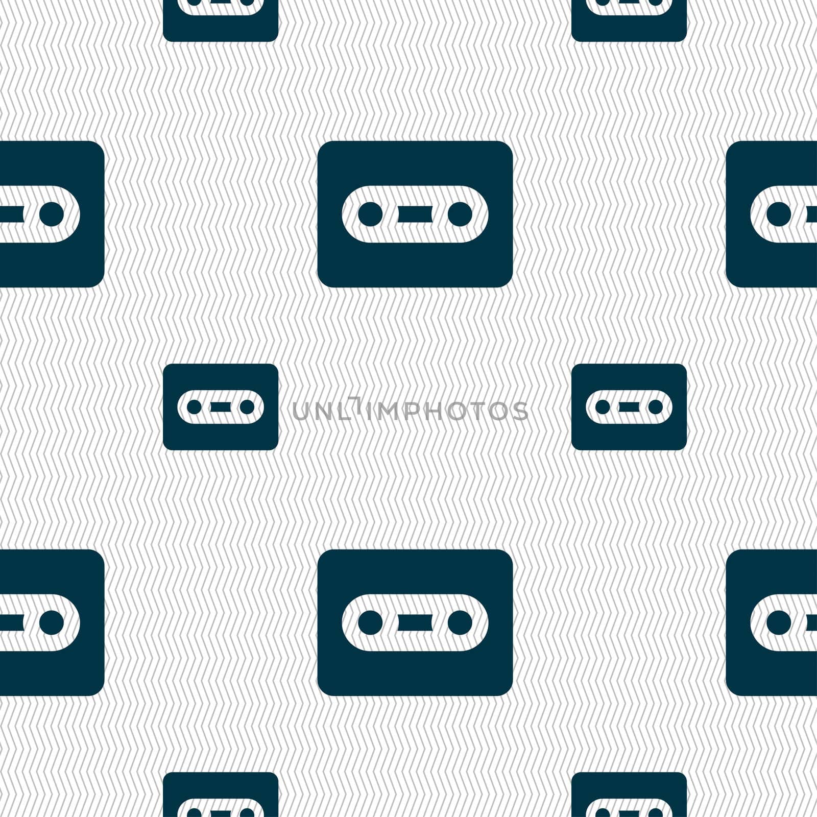 Cassette icon sign. Seamless pattern with geometric texture. illustration
