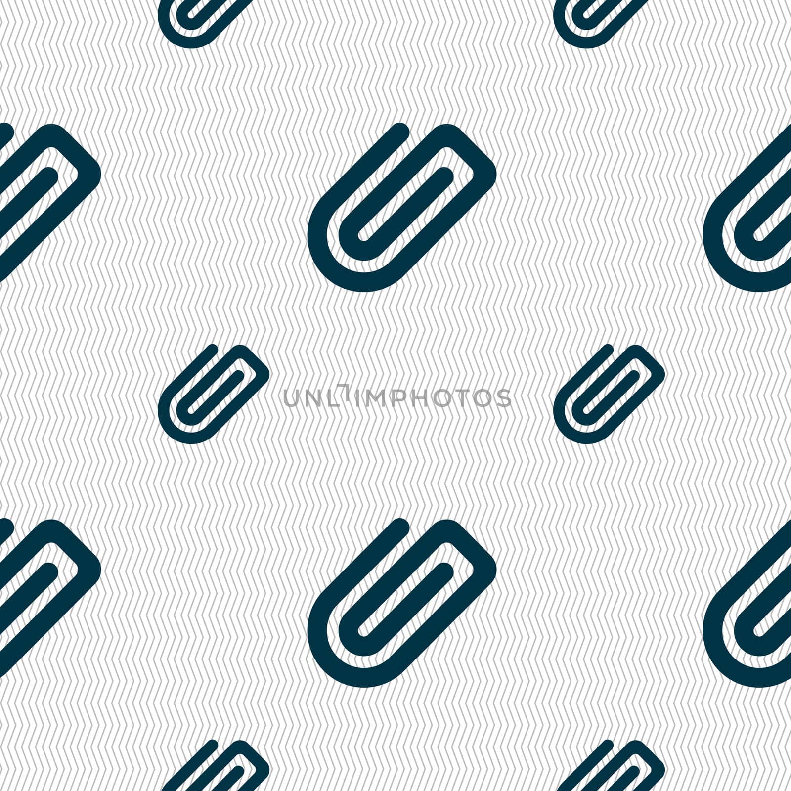 Paper Clip icon sign. Seamless pattern with geometric texture.  by serhii_lohvyniuk