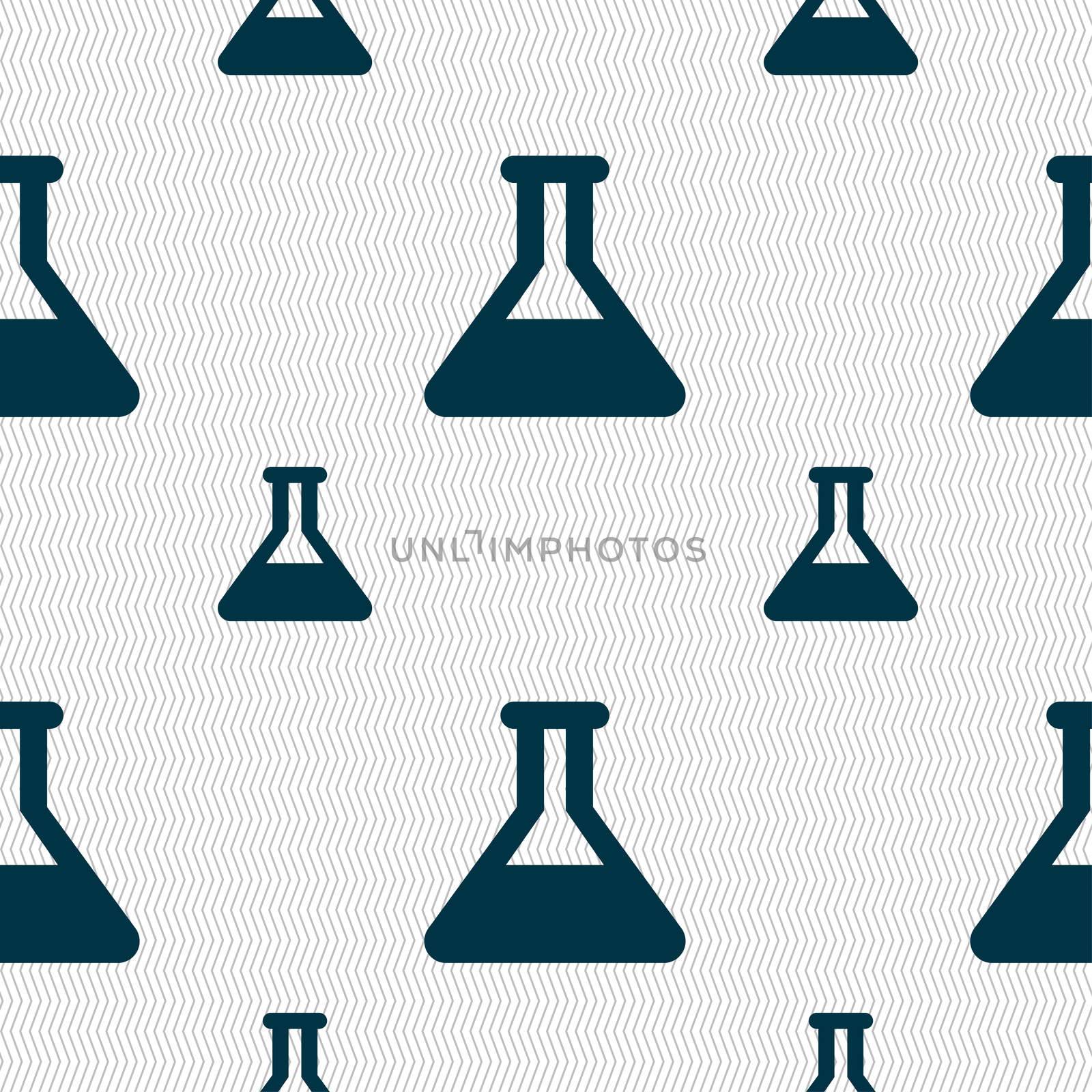 Conical Flask icon sign. Seamless pattern with geometric texture. illustration