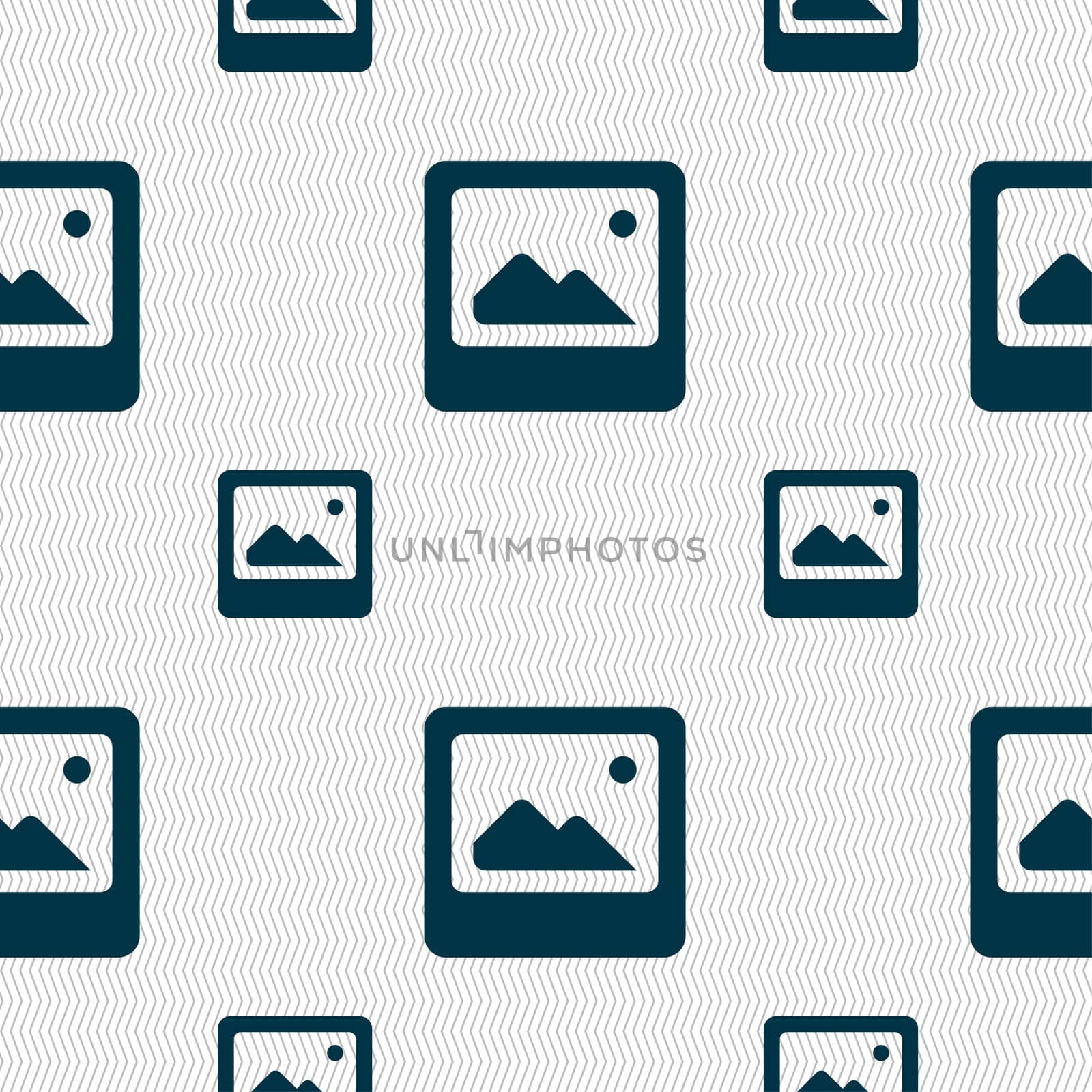 Photo frame template icon sign. Seamless pattern with geometric texture. illustration