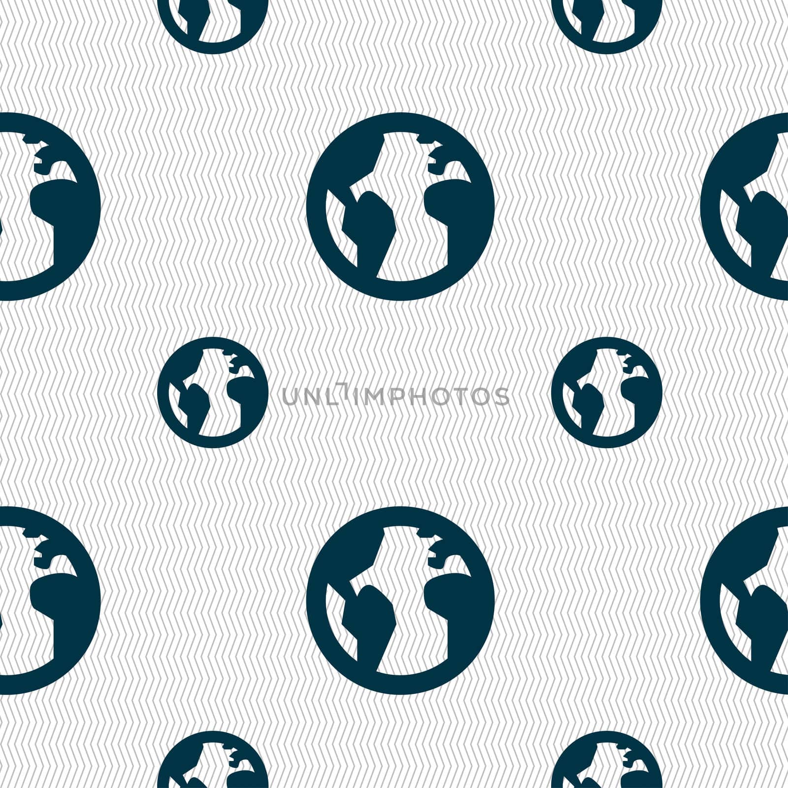 Globe, World map geography icon sign. Seamless pattern with geometric texture.  by serhii_lohvyniuk