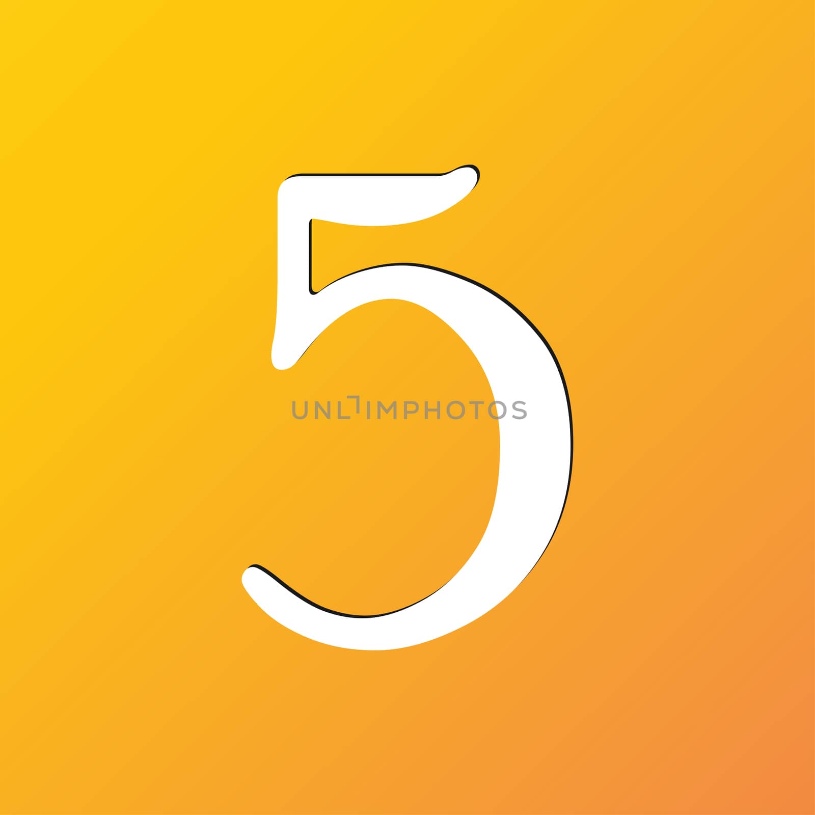 number five icon symbol Flat modern web design with long shadow and space for your text. illustration