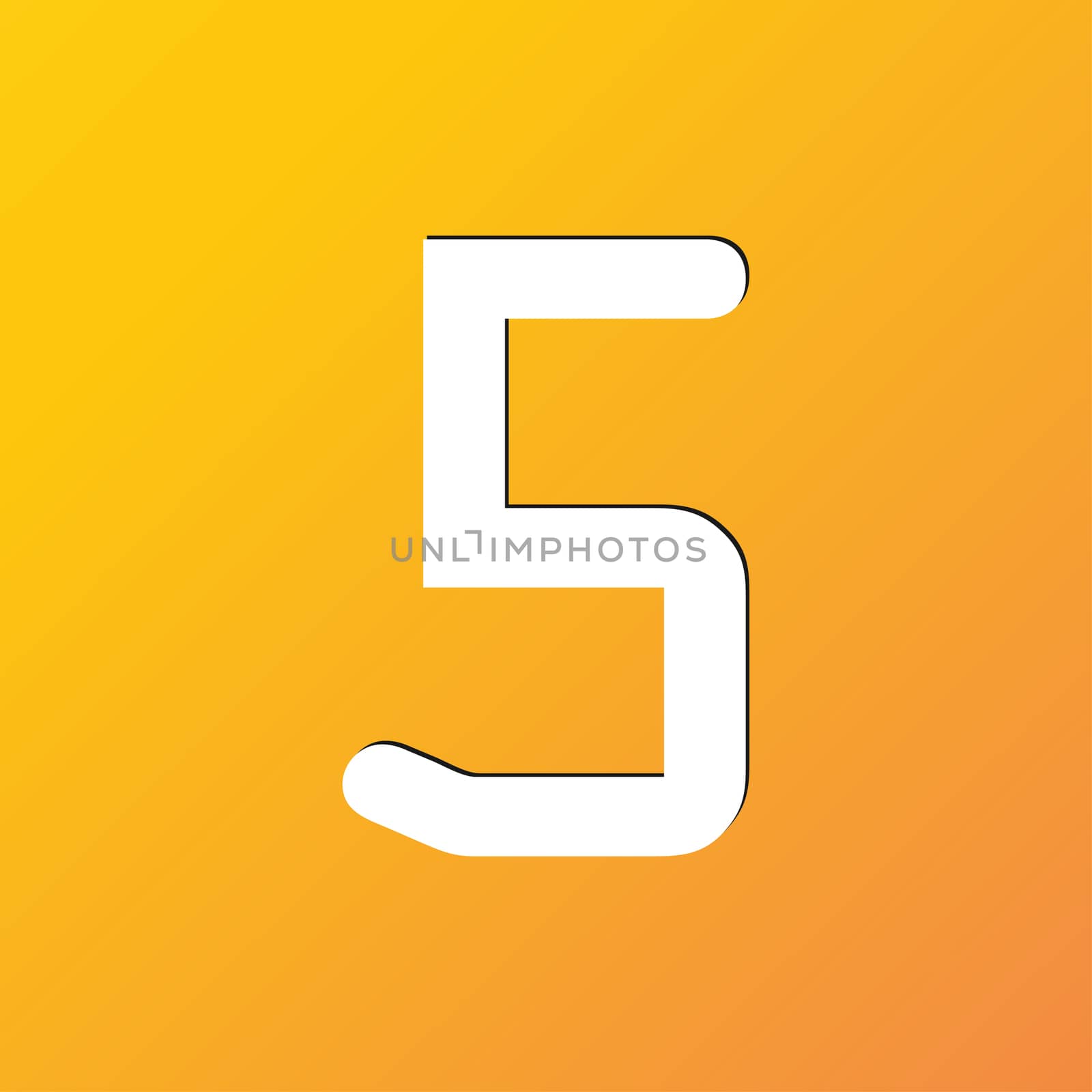 number five icon symbol Flat modern web design with long shadow and space for your text. illustration