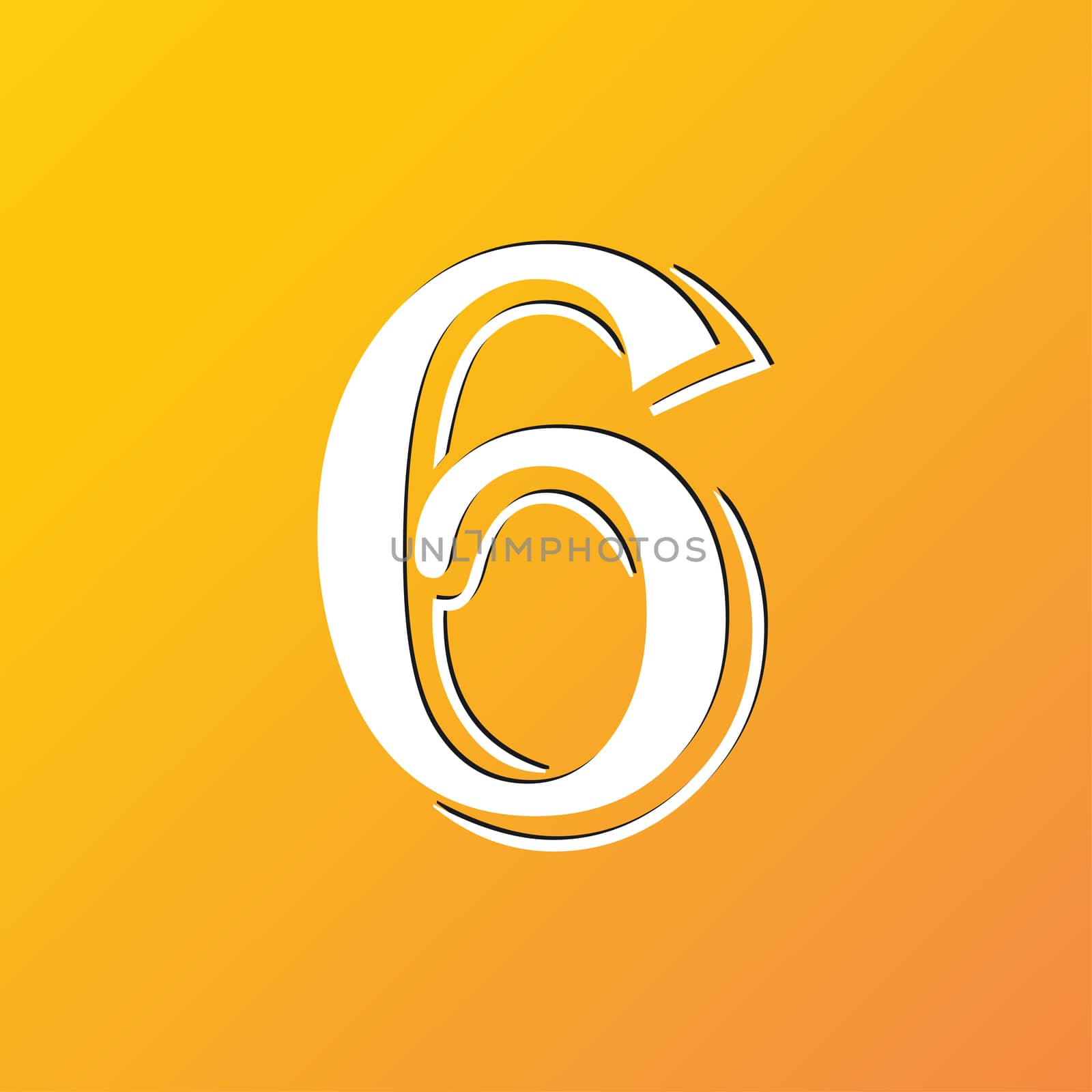 number six icon symbol Flat modern web design with long shadow and space for your text. illustration