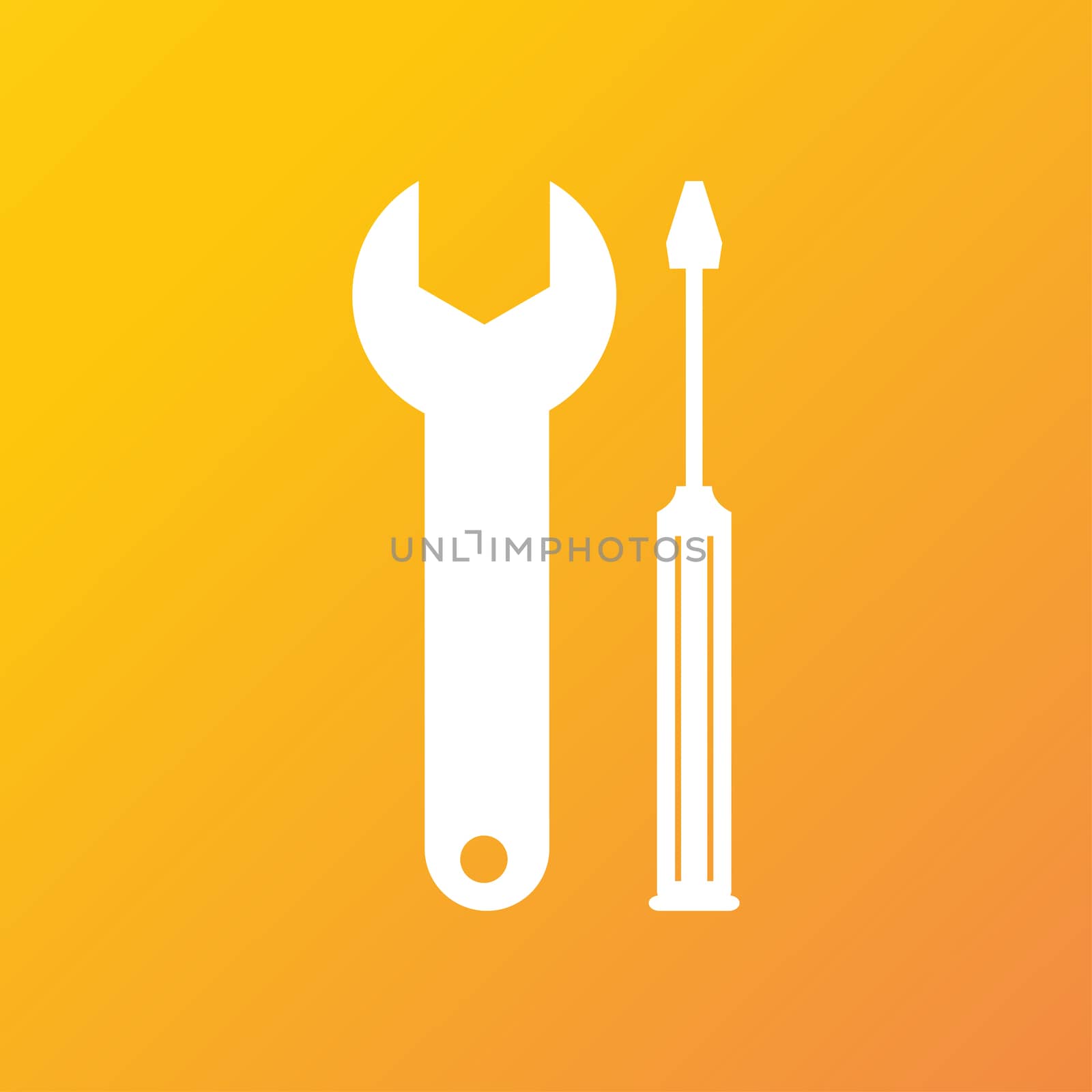 screwdriver with wrench icon symbol Flat modern web design with long shadow and space for your text. illustration