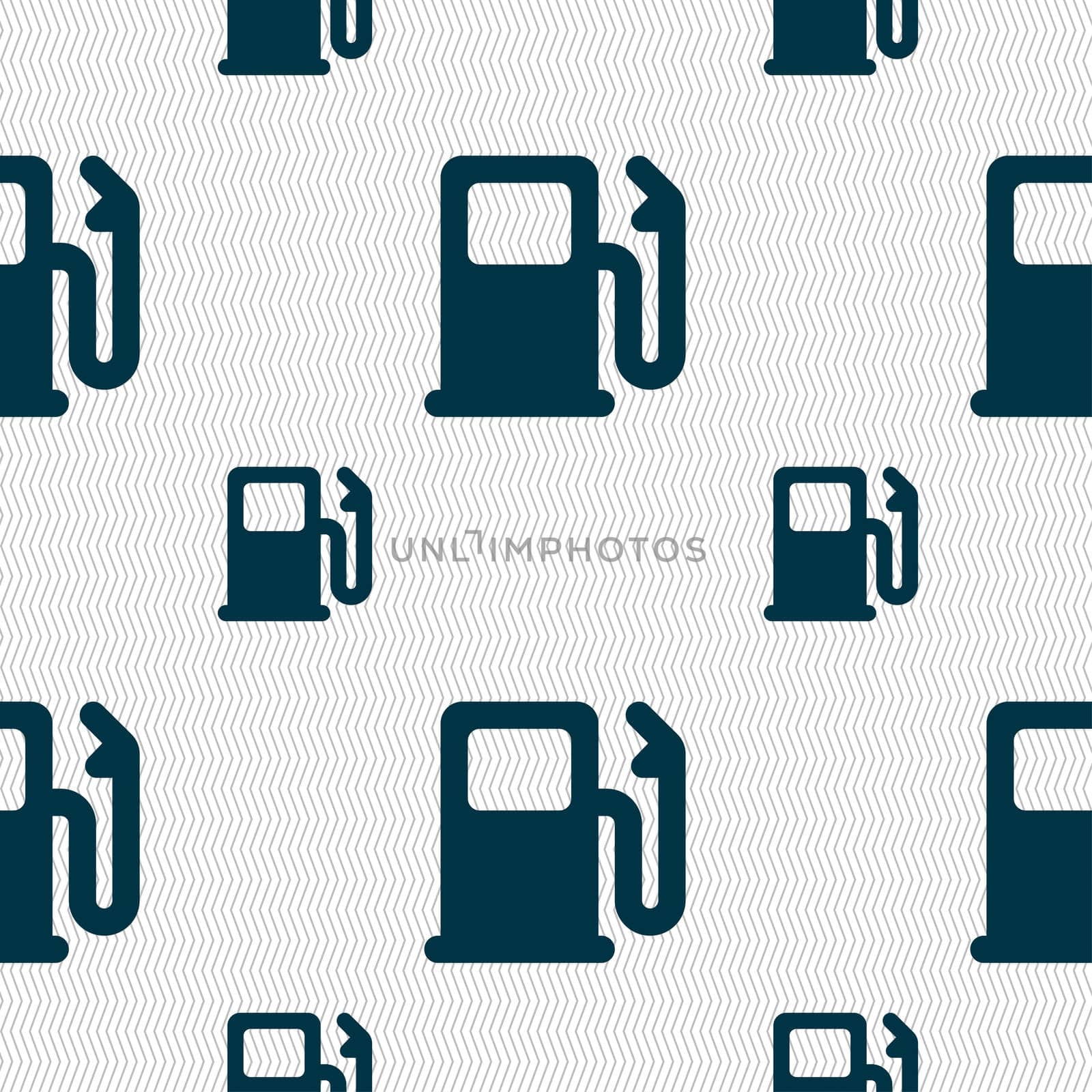 Petrol or Gas station, Car fuel icon sign. Seamless pattern with geometric texture. illustration