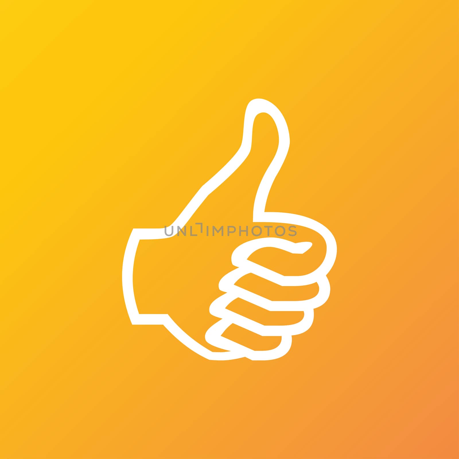 Thumb up icon symbol Flat modern web design with long shadow and space for your text. illustration