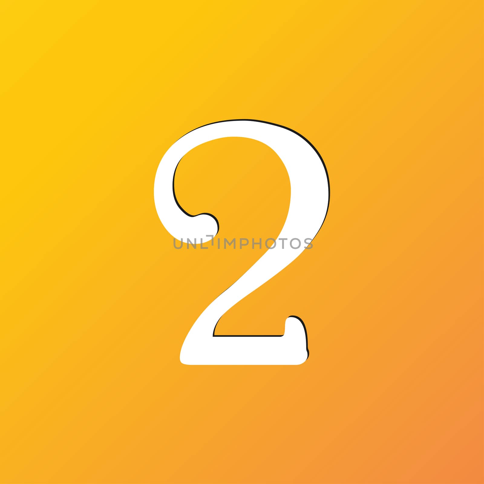 number two icon symbol Flat modern web design with long shadow and space for your text. illustration