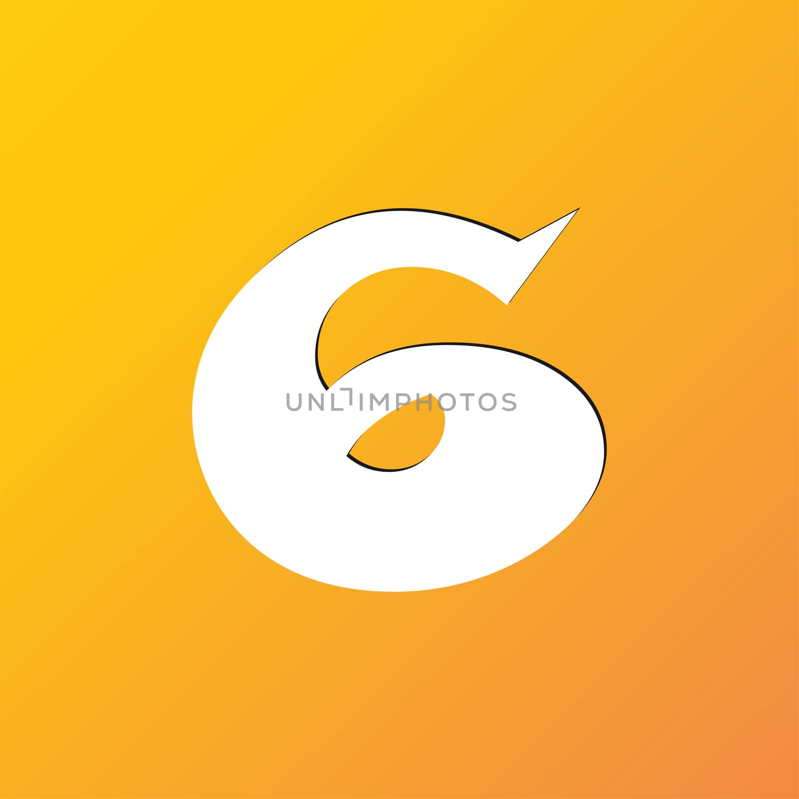 number six icon symbol Flat modern web design with long shadow and space for your text. illustration