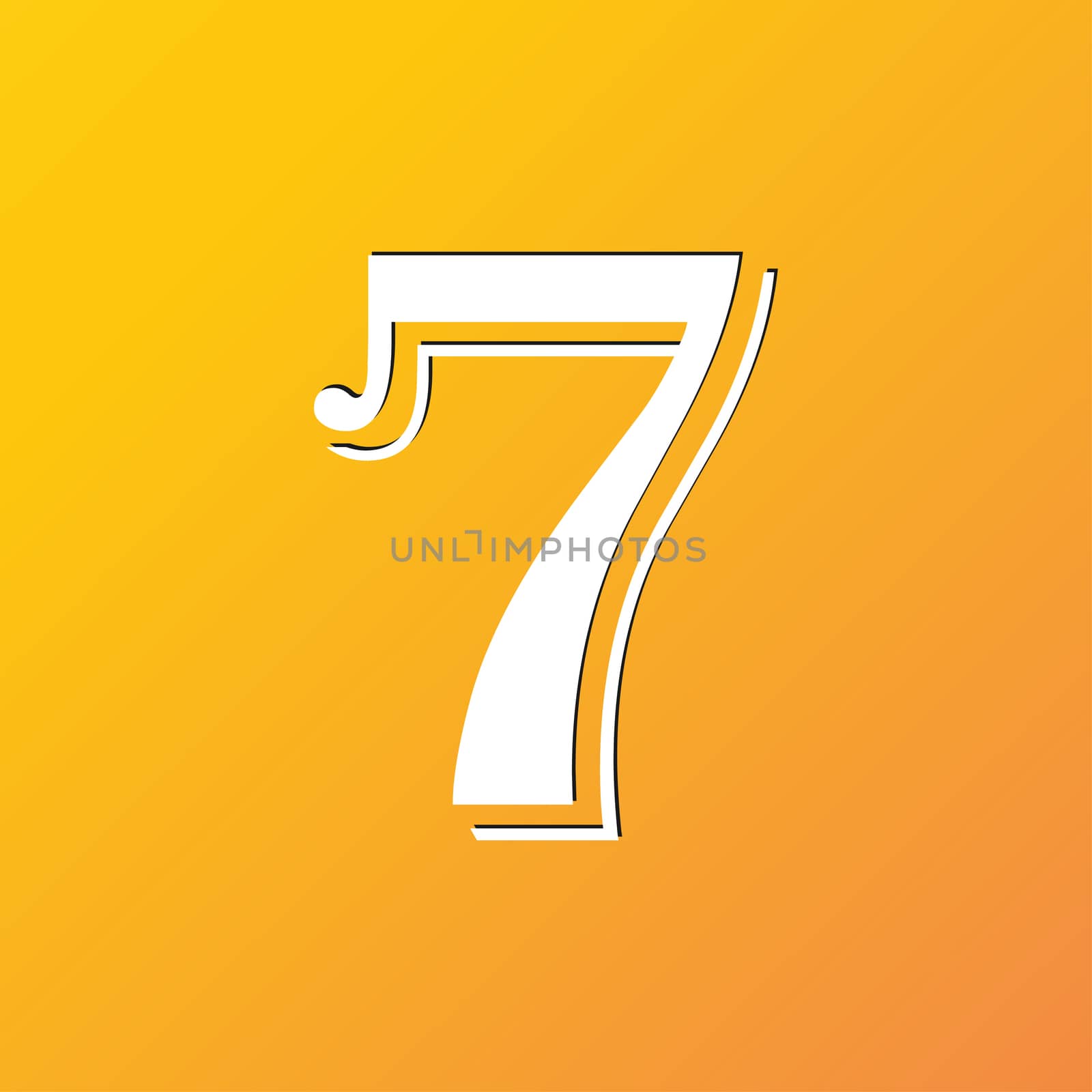 number seven icon symbol Flat modern web design with long shadow and space for your text. illustration