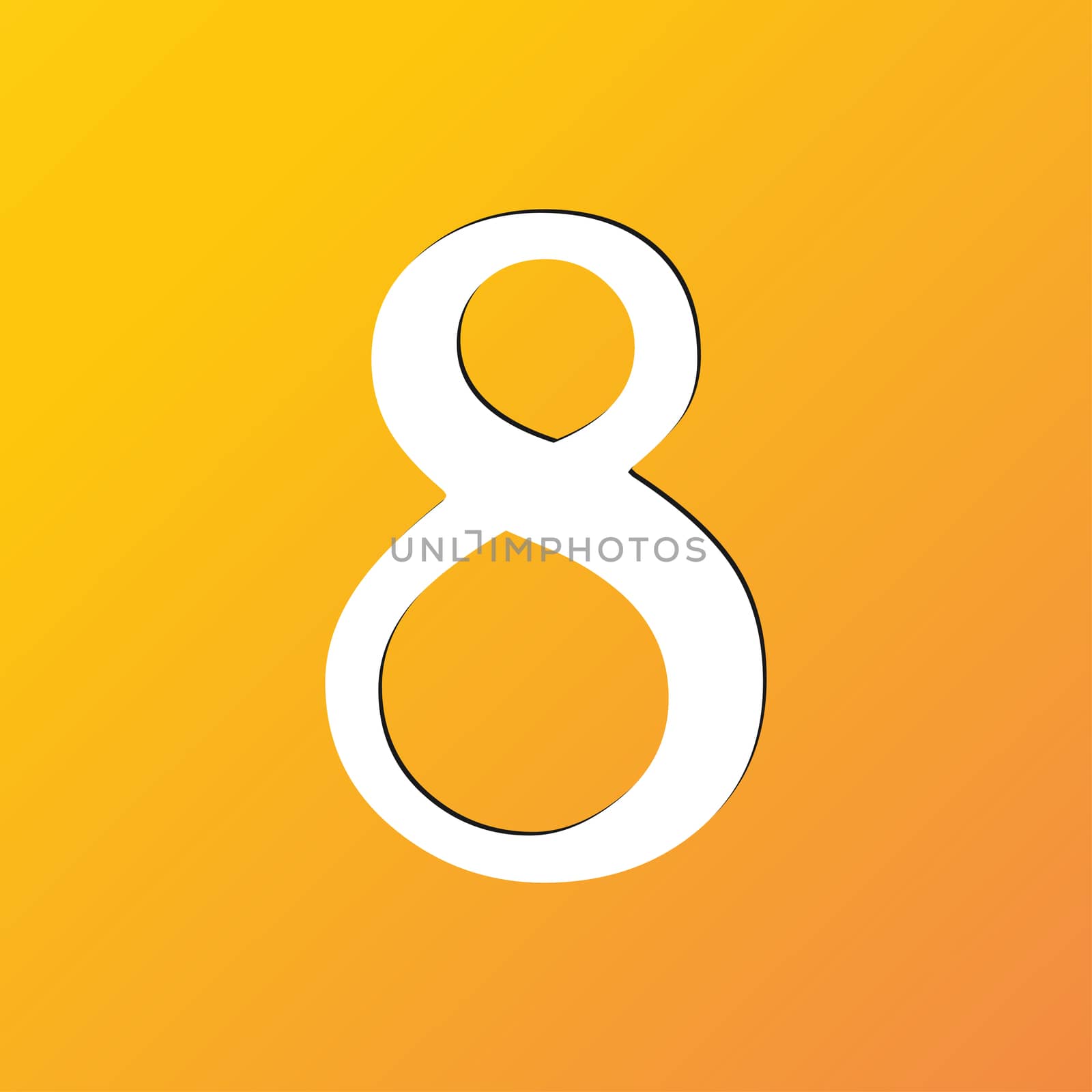 number Eight icon symbol Flat modern web design with long shadow and space for your text. illustration