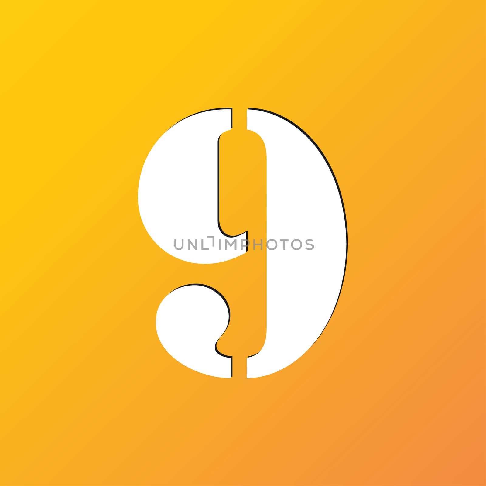 number Nine icon symbol Flat modern web design with long shadow and space for your text. illustration