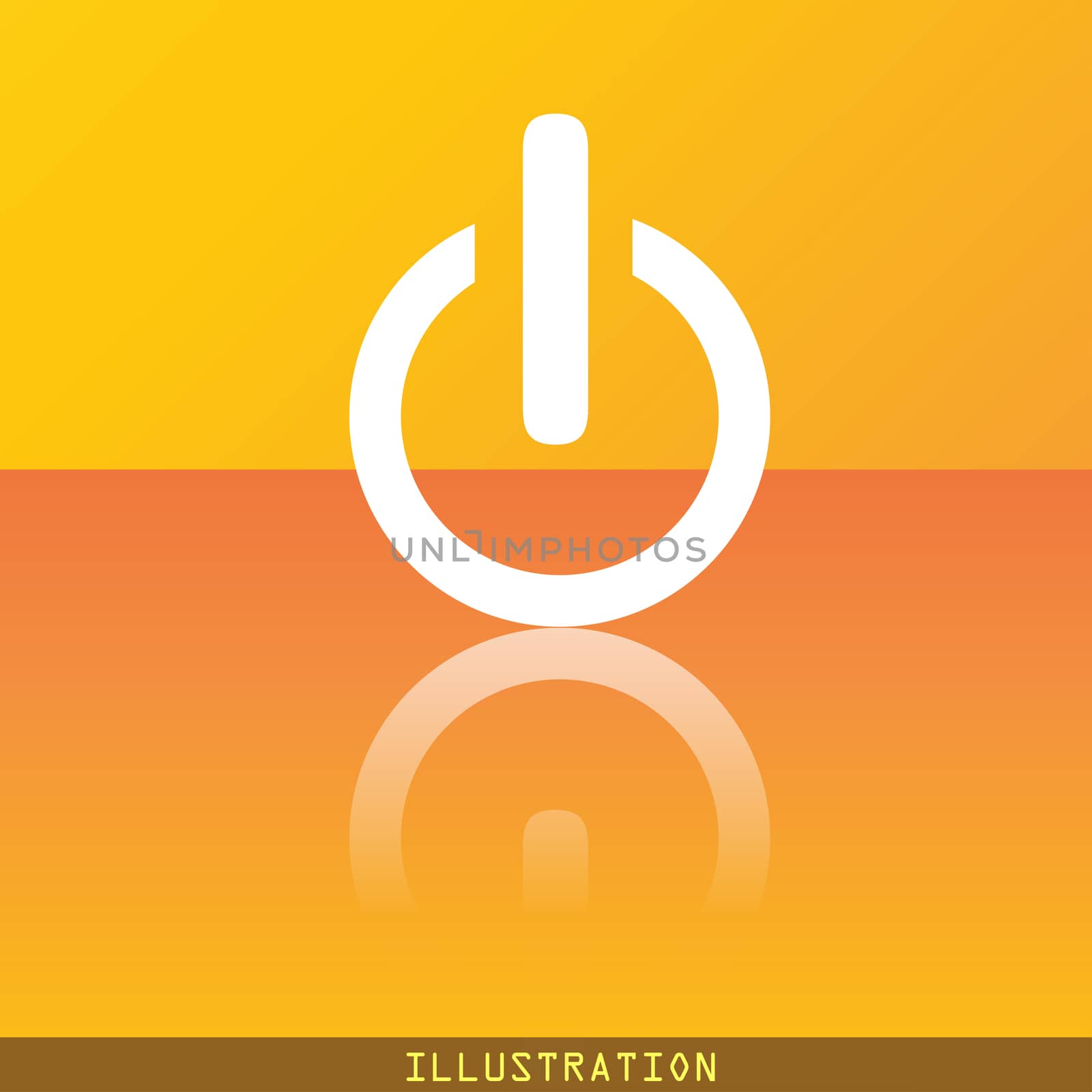 Power icon symbol Flat modern web design with reflection and space for your text. illustration. Raster version