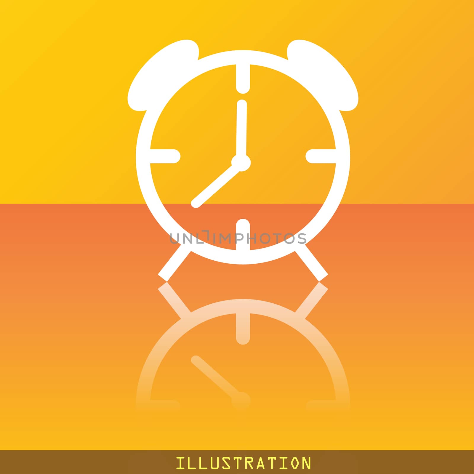 Alarm clock icon symbol Flat modern web design with reflection and space for your text. illustration. Raster version