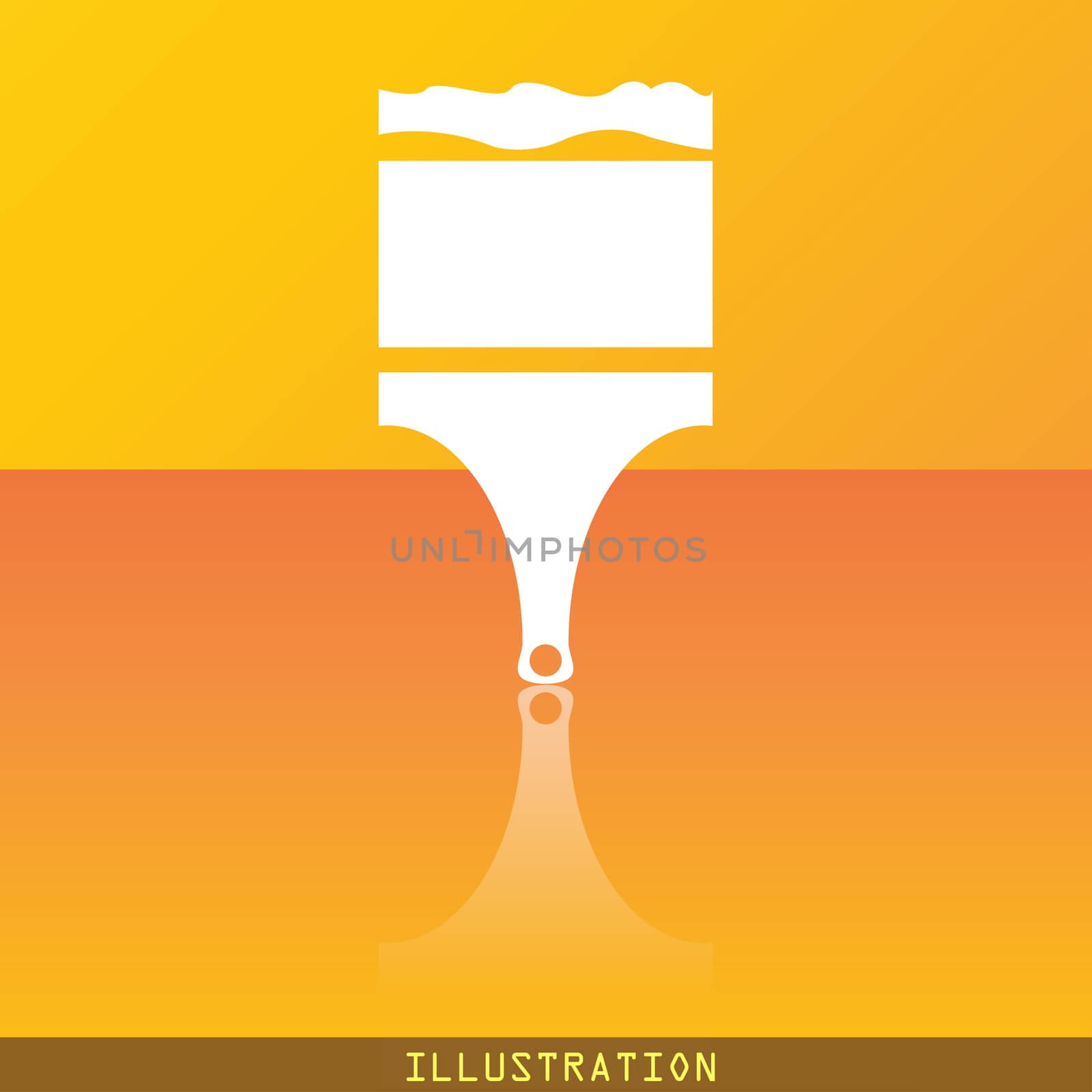 Paint brush icon symbol Flat modern web design with reflection and space for your text. illustration. Raster version