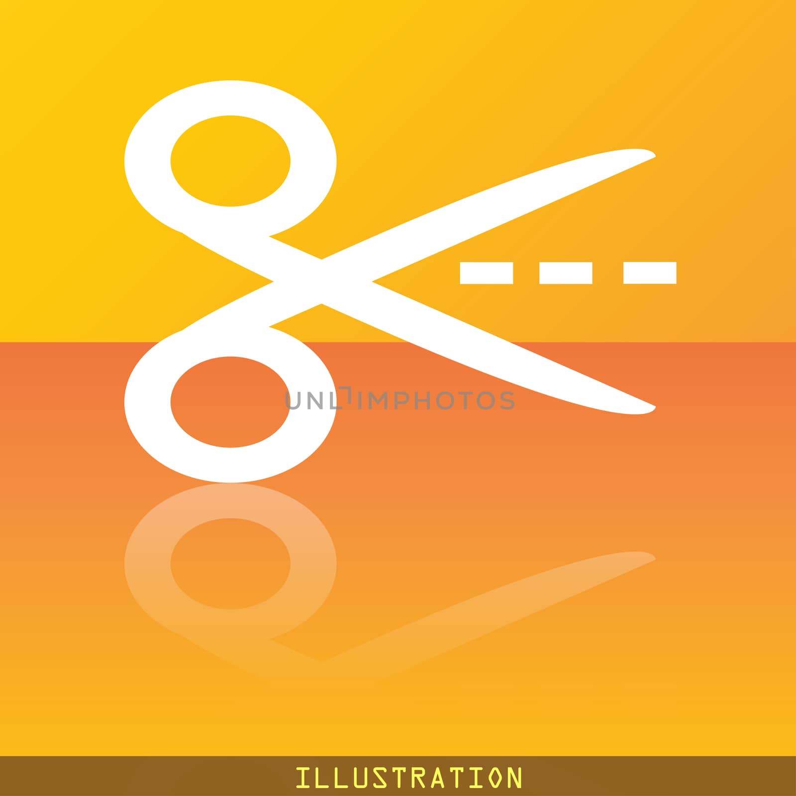 Scissors with cut dash dotted line icon symbol Flat modern web design with reflection and space for your text. illustration. Raster version