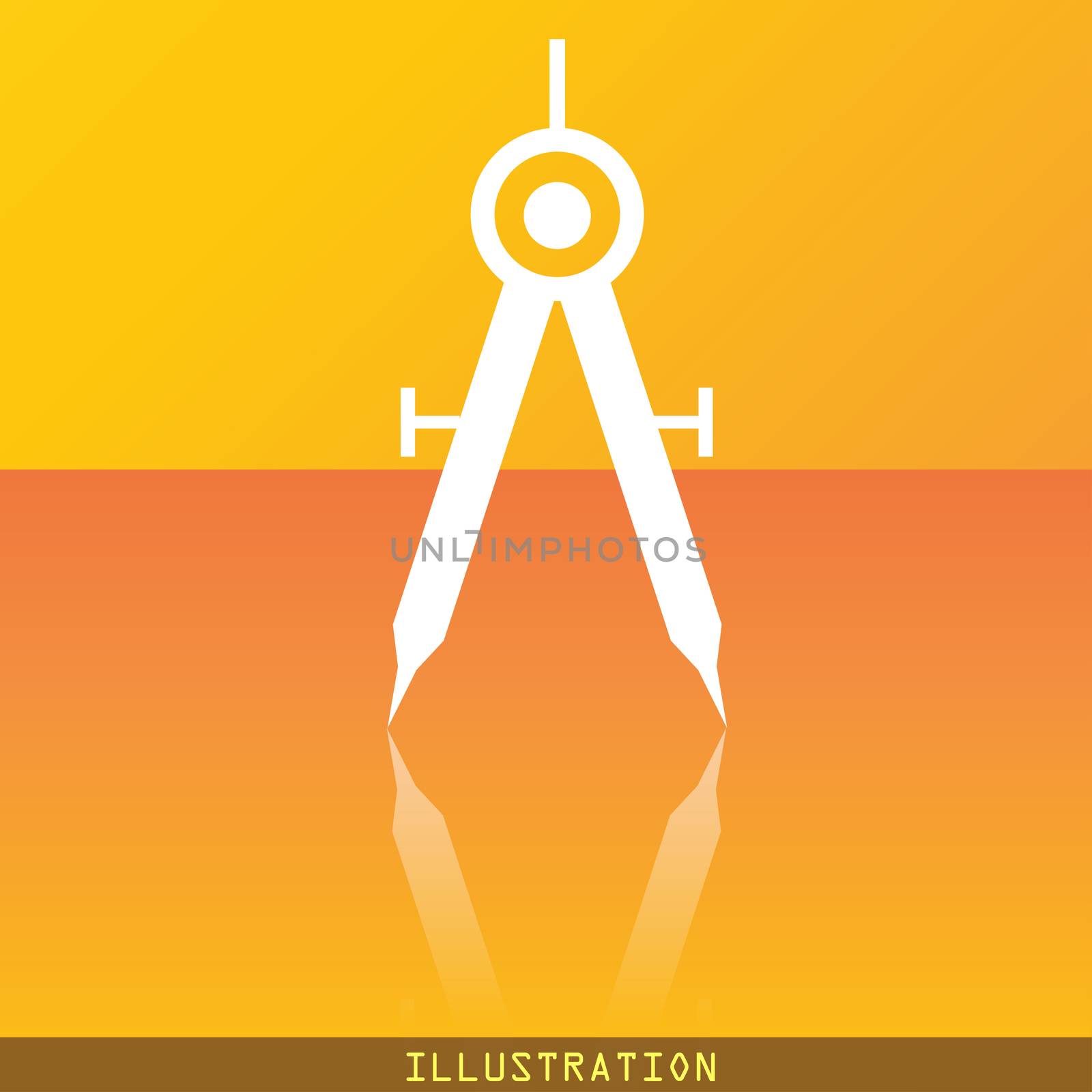 Mathematical Compass icon symbol Flat modern web design with reflection and space for your text. illustration. Raster version