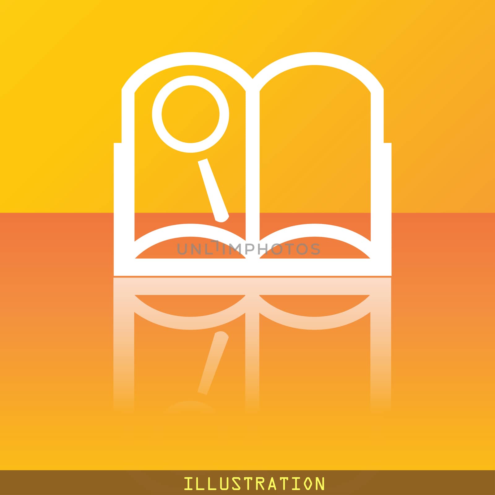 Open book icon symbol Flat modern web design with reflection and space for your text. illustration. Raster version