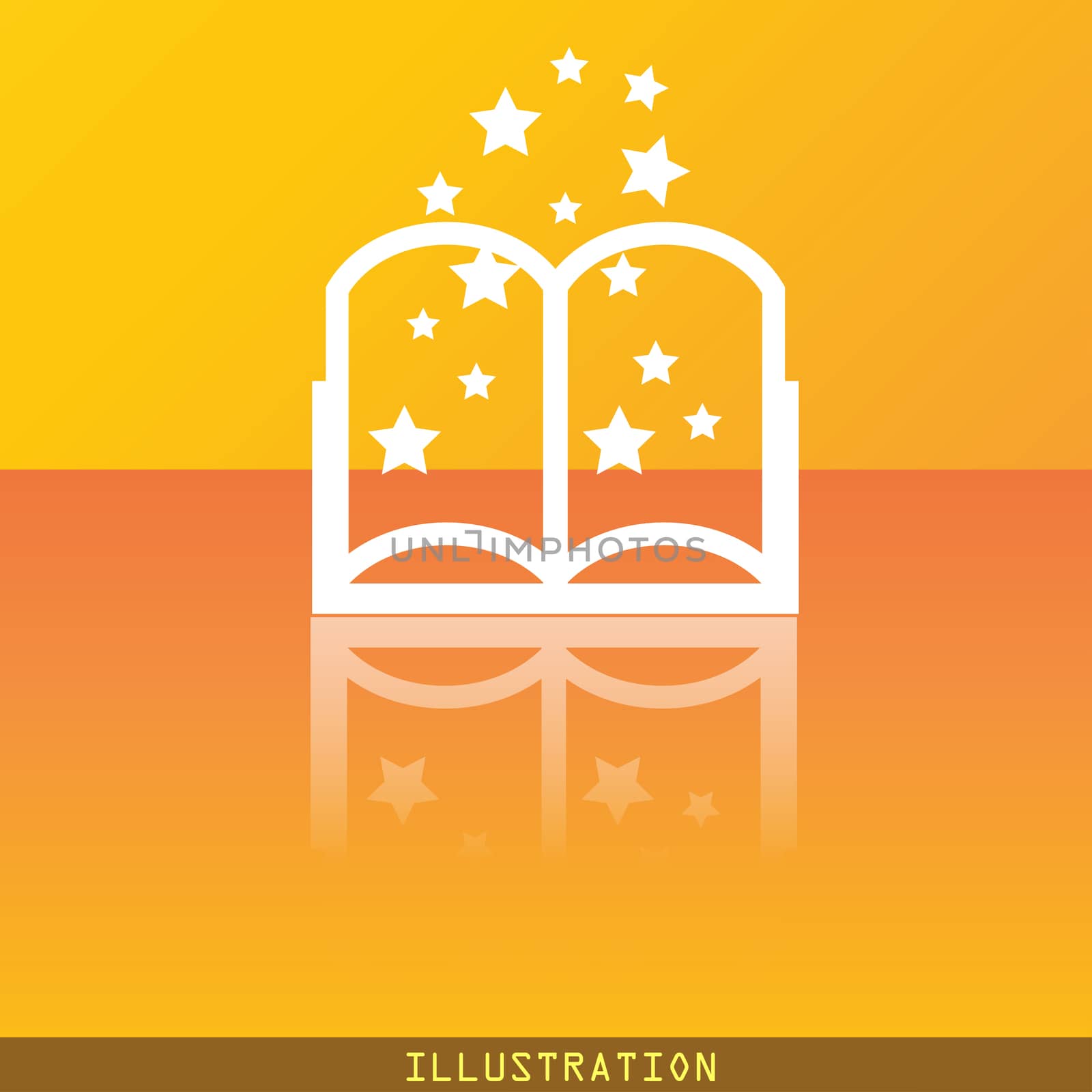 Magic Book icon symbol Flat modern web design with reflection and space for your text. illustration. Raster version