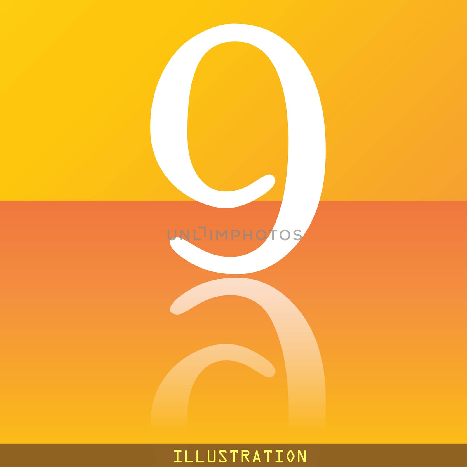 number Nine icon symbol Flat modern web design with reflection and space for your text. illustration. Raster version