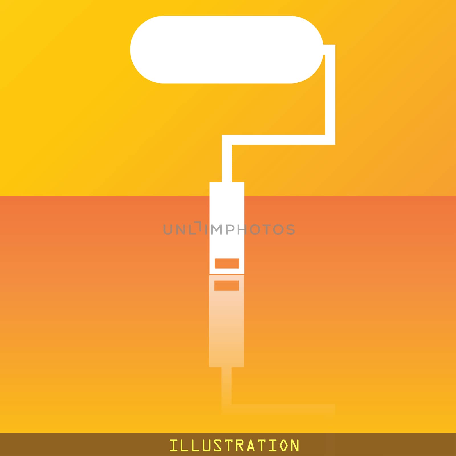 Paint roller icon symbol Flat modern web design with reflection and space for your text. illustration. Raster version