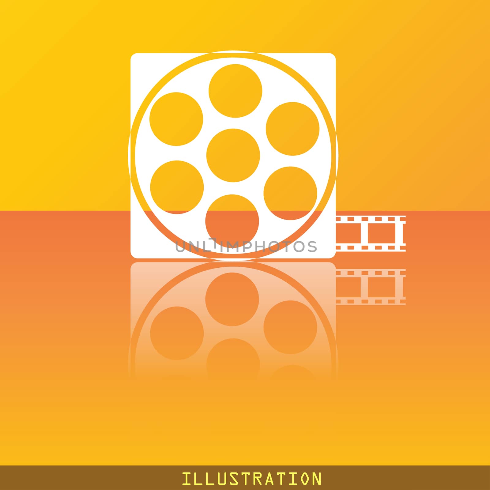 Video icon symbol Flat modern web design with reflection and space for your text. illustration. Raster version