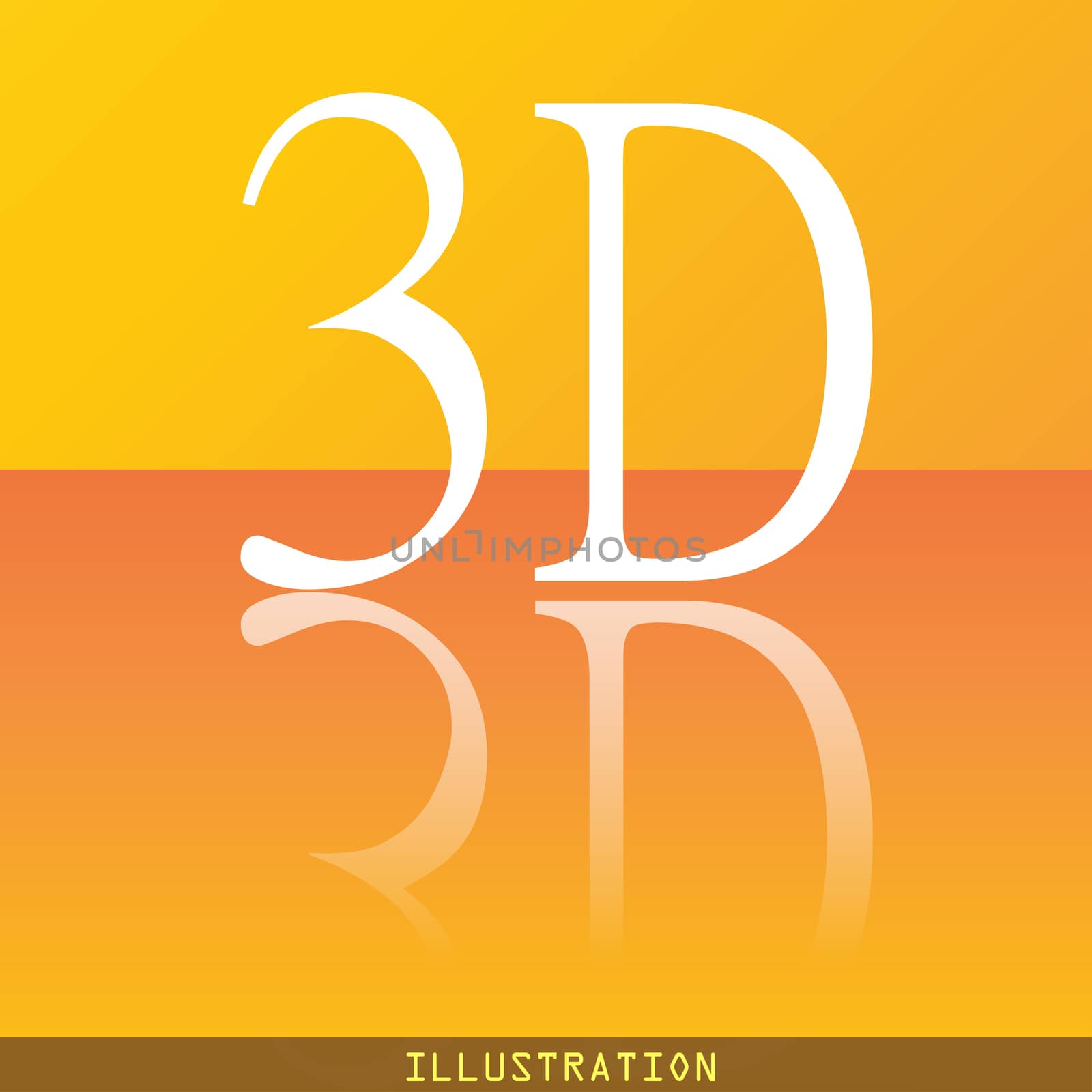 3D icon symbol Flat modern web design with reflection and space for your text. illustration. Raster version