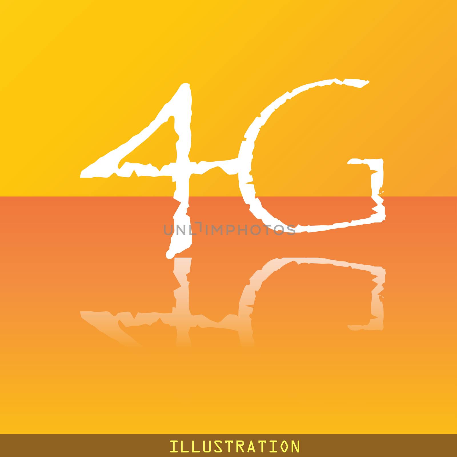4G icon symbol Flat modern web design with reflection and space for your text. illustration. Raster version