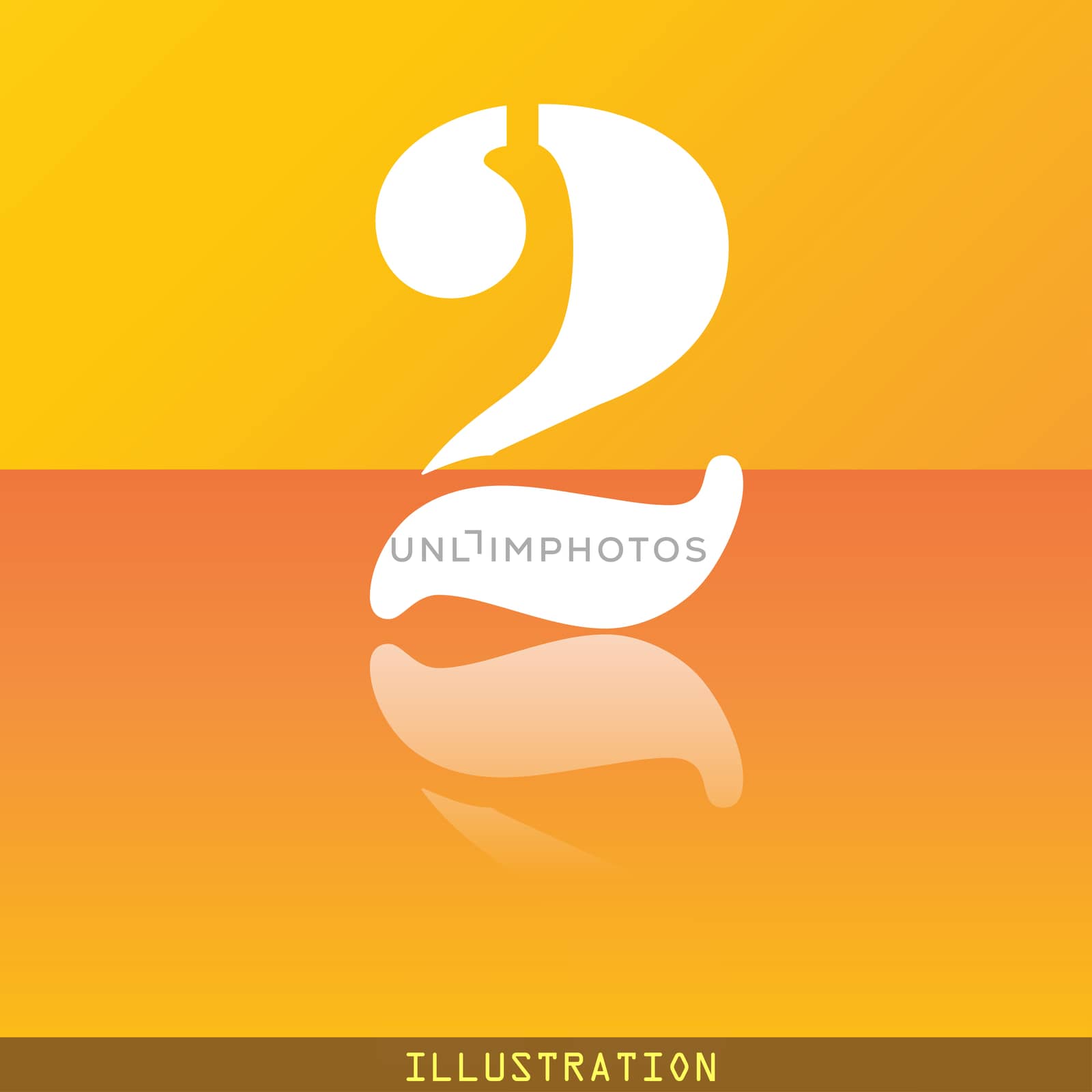 number two icon symbol Flat modern web design with reflection and space for your text. illustration. Raster version