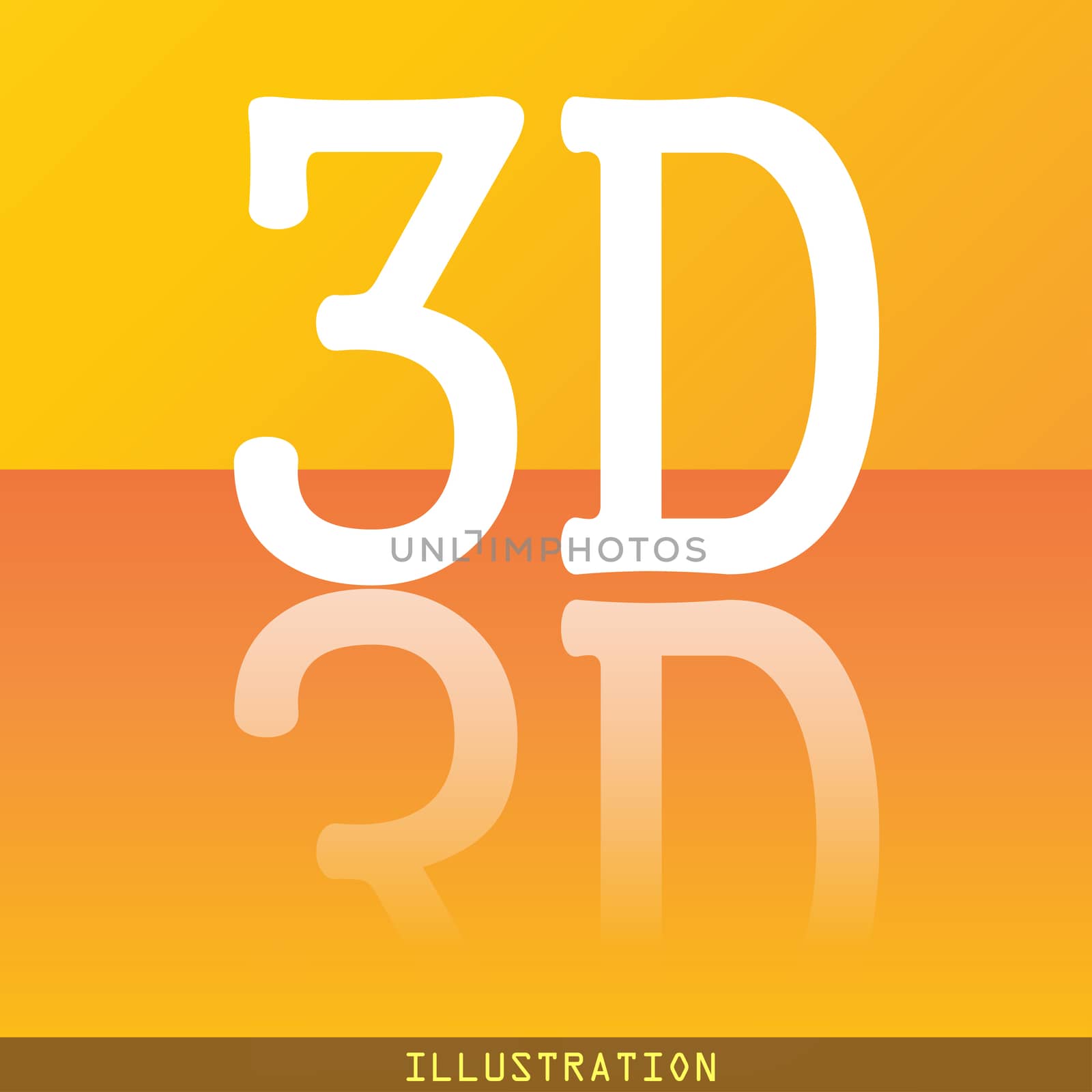 3D icon symbol Flat modern web design with reflection and space for your text. illustration. Raster version