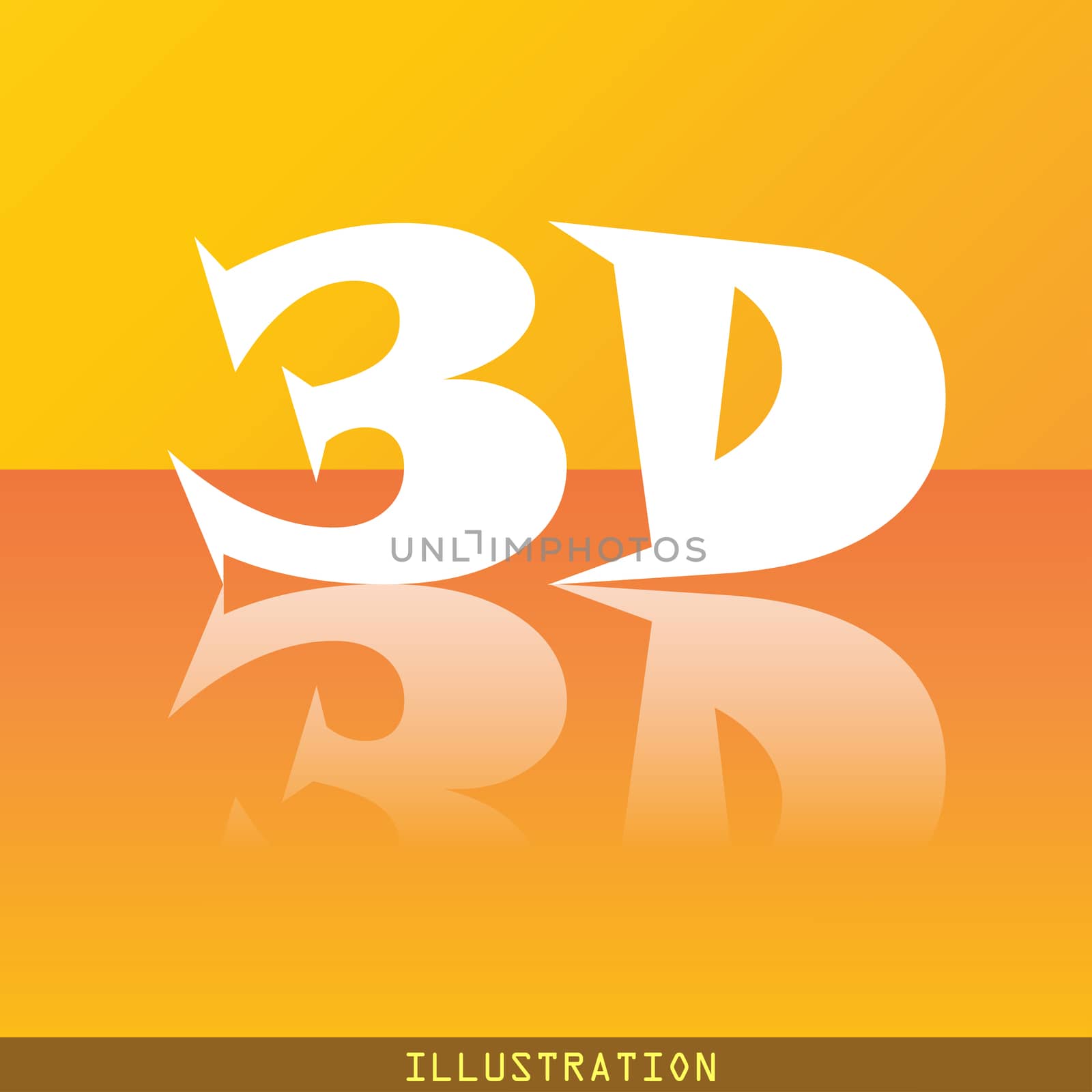 3D icon symbol Flat modern web design with reflection and space for your text. illustration. Raster version