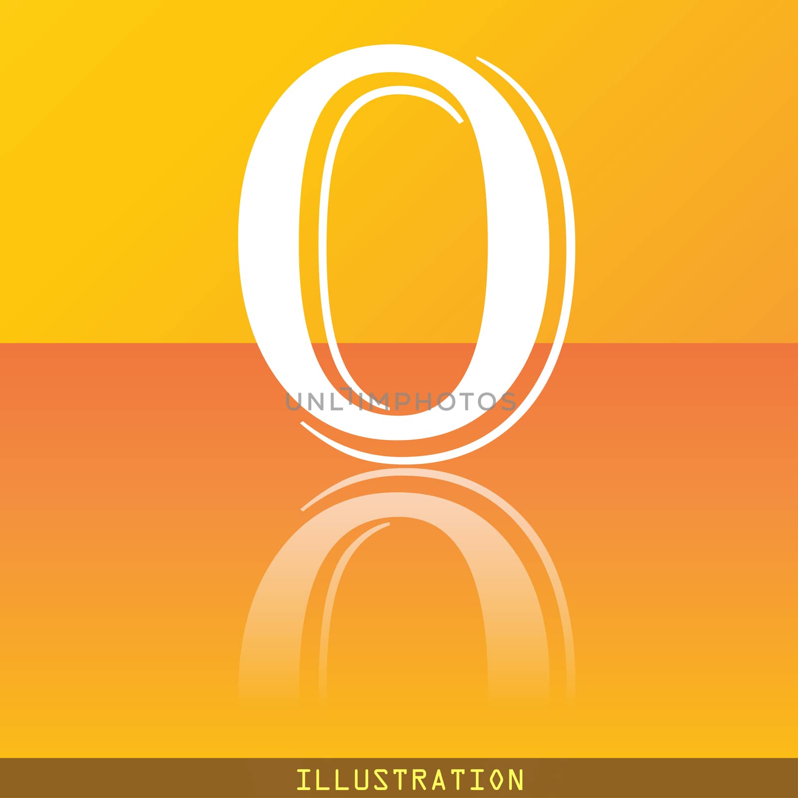 number zero icon symbol Flat modern web design with reflection and space for your text. illustration. Raster version