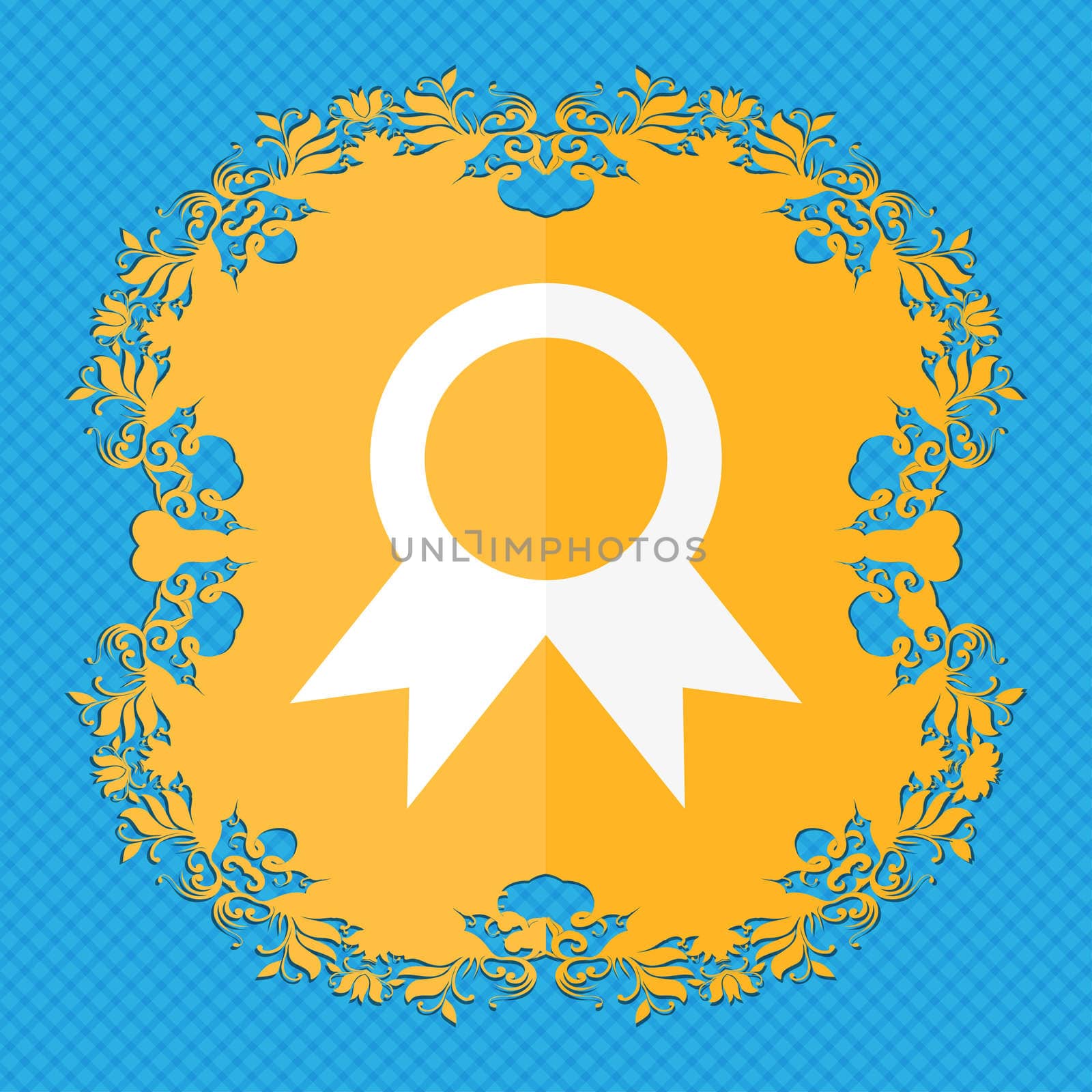 Award, Prize for winner . Floral flat design on a blue abstract background with place for your text. illustration