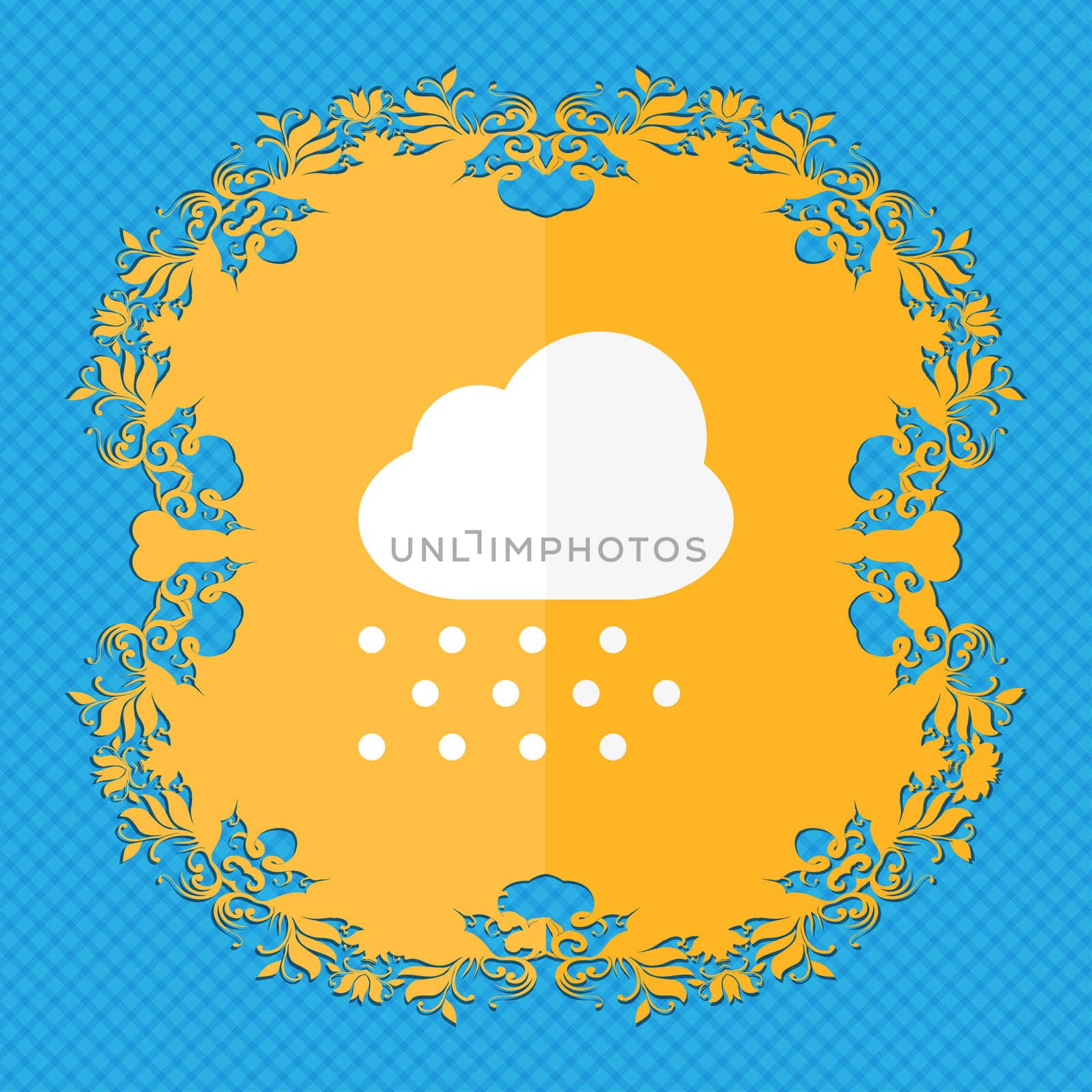 snowing . Floral flat design on a blue abstract background with place for your text. illustration