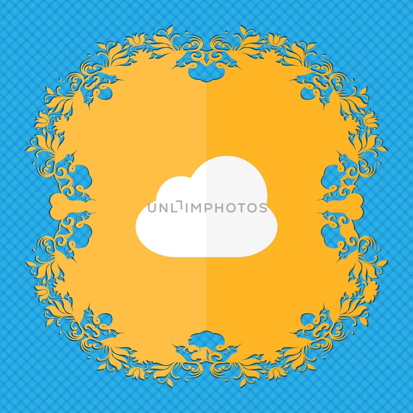 Cloud . Floral flat design on a blue abstract background with place for your text. illustration