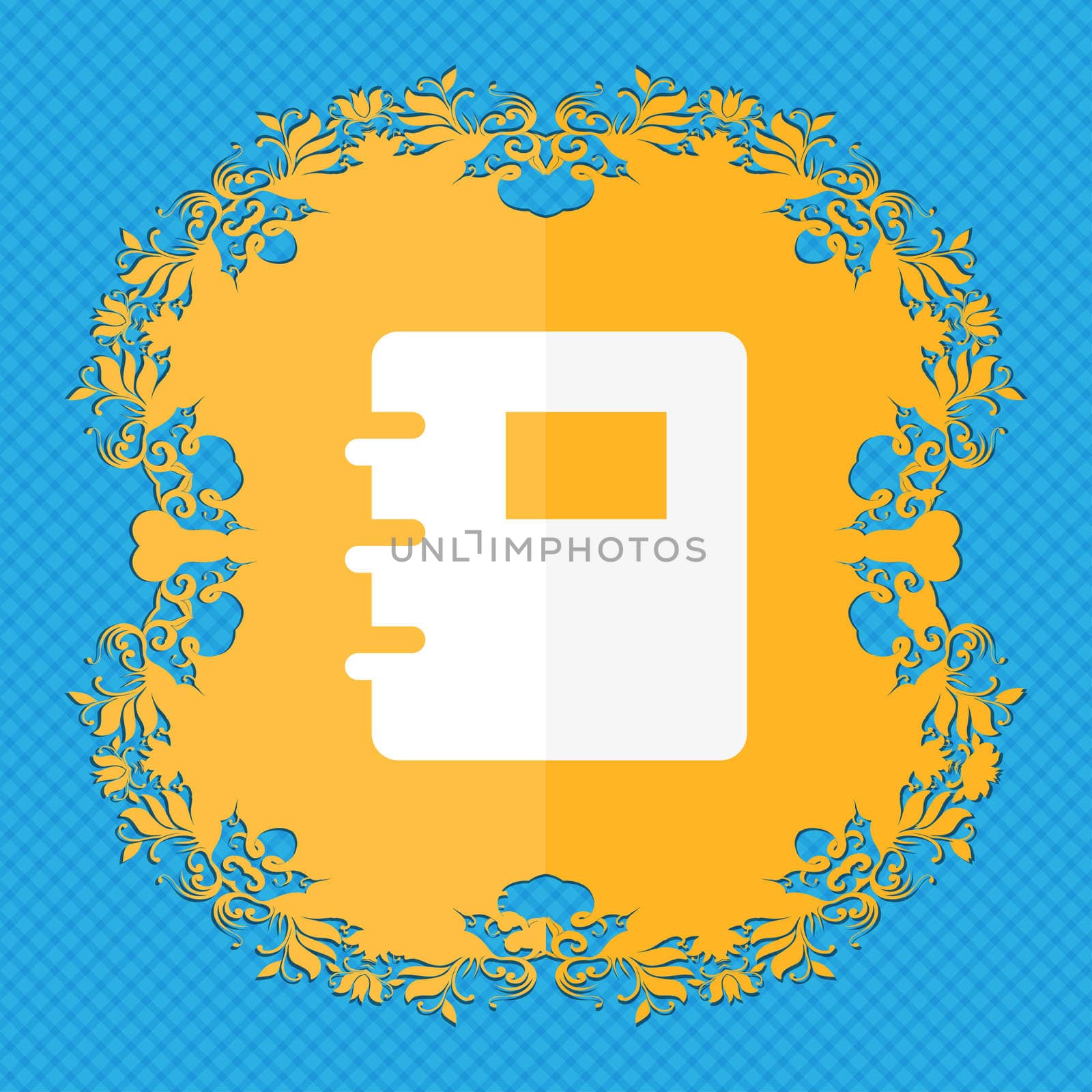 Book . Floral flat design on a blue abstract background with place for your text.  by serhii_lohvyniuk