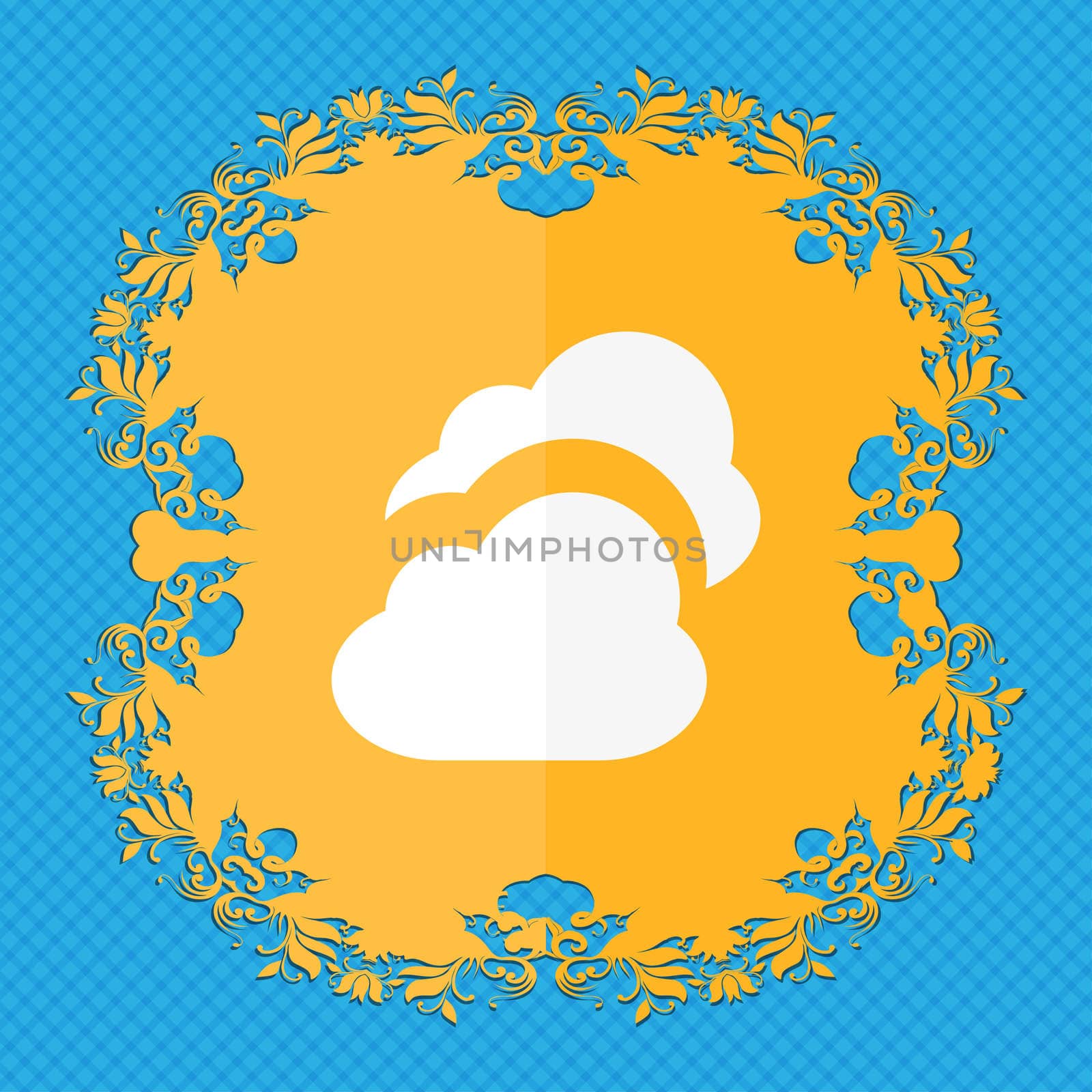 Cloud . Floral flat design on a blue abstract background with place for your text. illustration