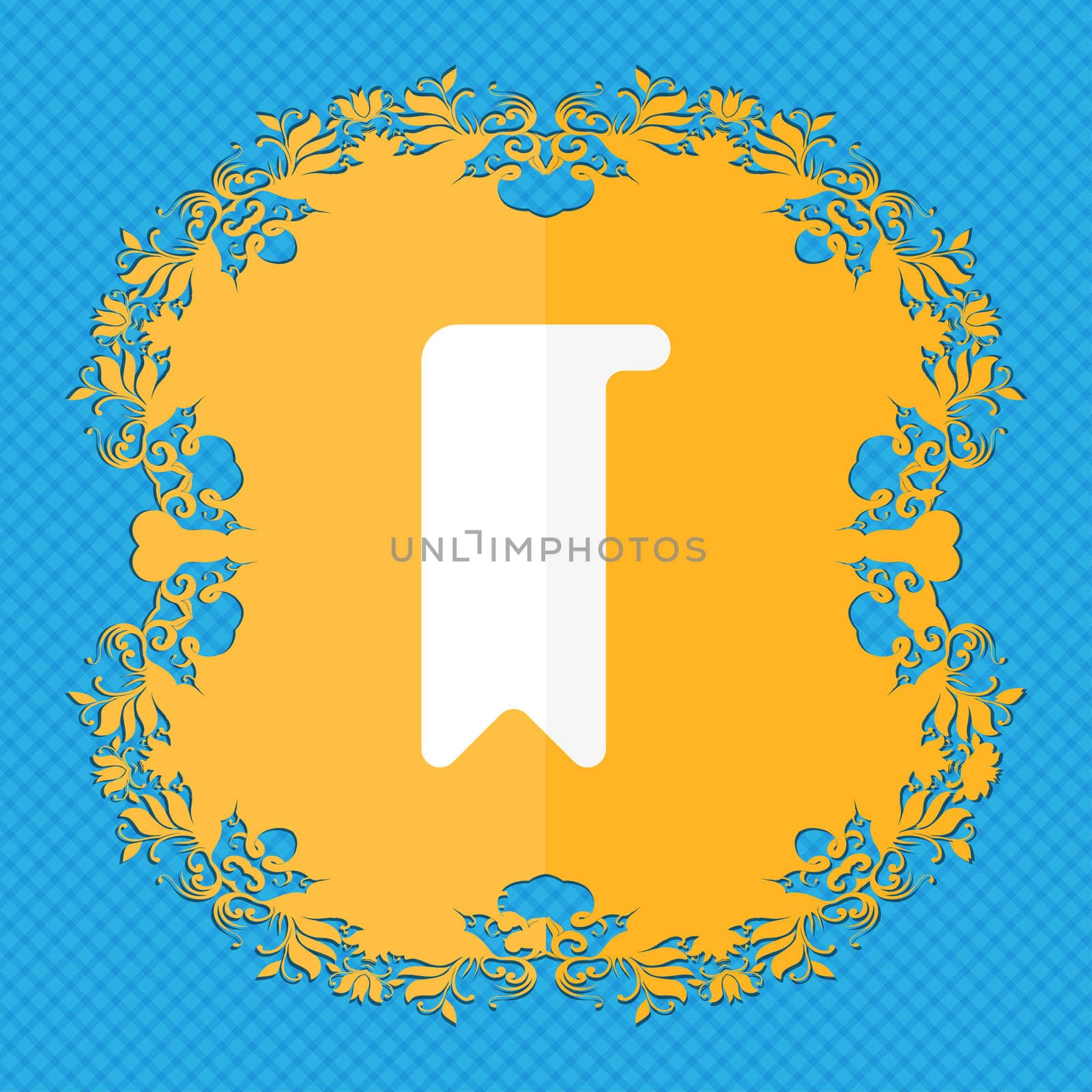 bookmark . Floral flat design on a blue abstract background with place for your text.  by serhii_lohvyniuk