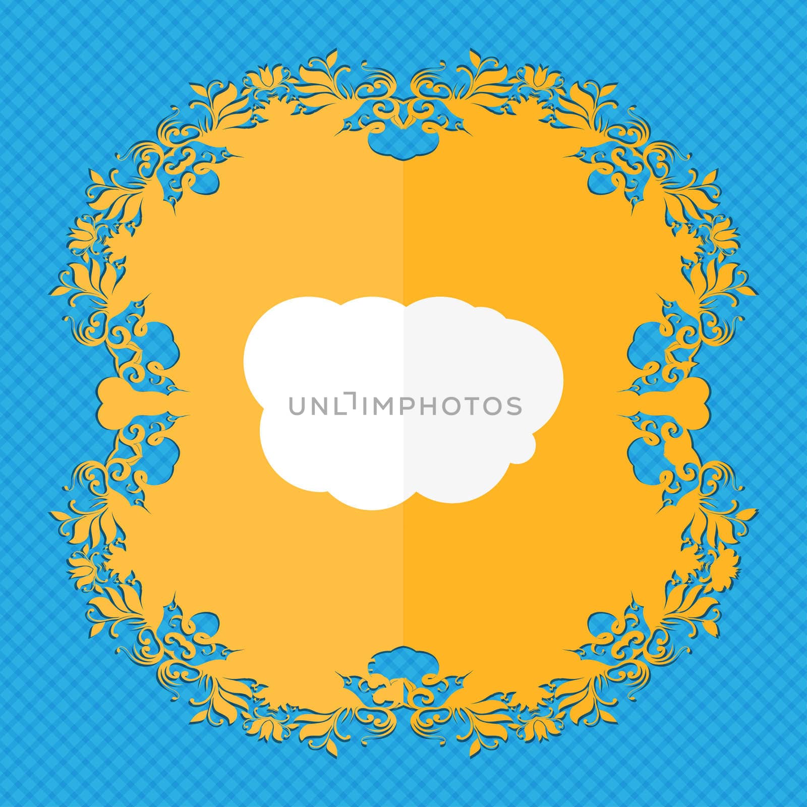 Cloud sign icon. Data storage symbol. Floral flat design on a blue abstract background with place for your text. illustration